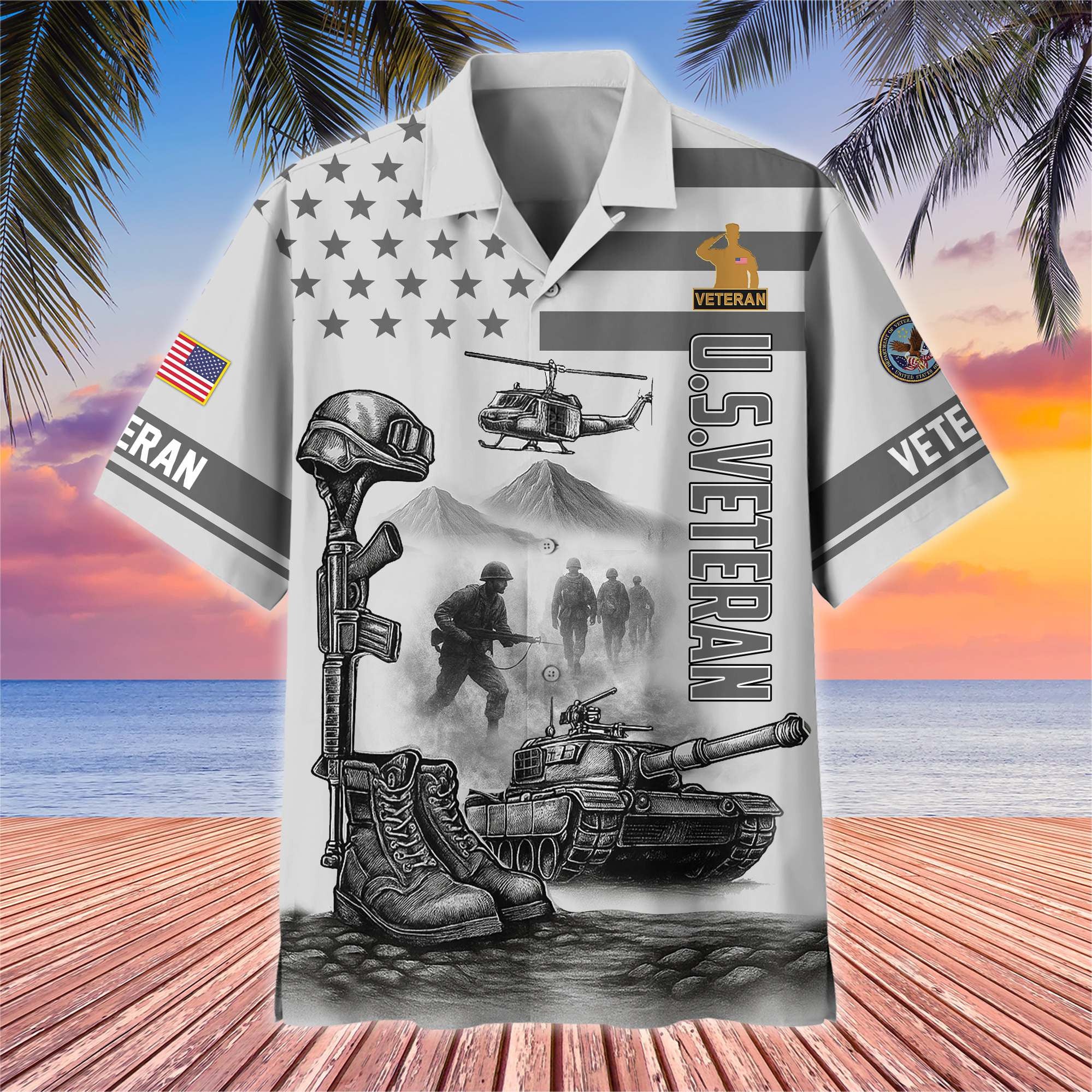Premium US Veterans Hawaiian Shirt, Gifts For US Veterans, Gifts On Father's Day, Armed Forces Day, Veterans Day.