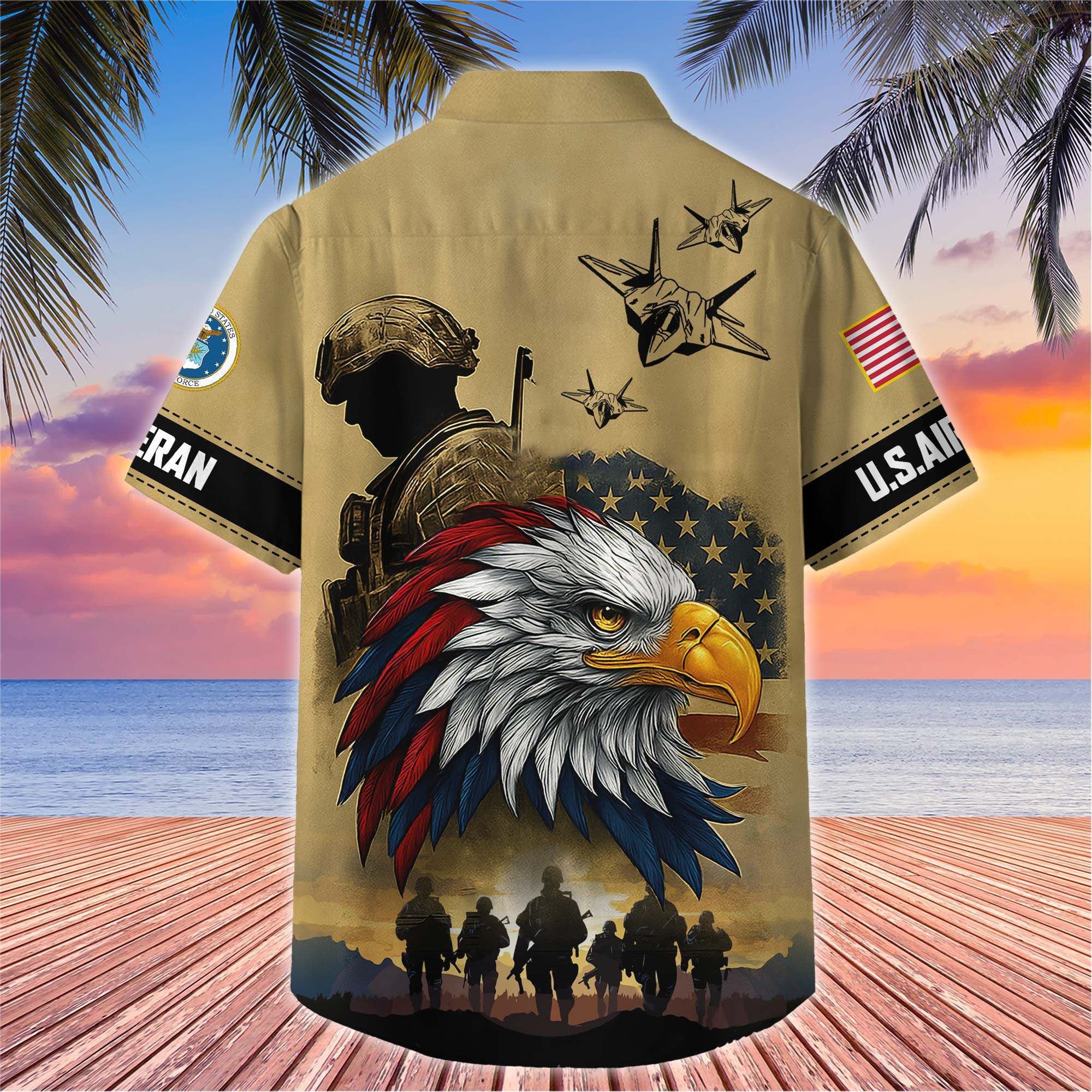 Premium US Veterans Hawaiian Shirt, Gifts For US Veterans, Gifts On Father's Day, Armed Forces Day, Veterans Day.
