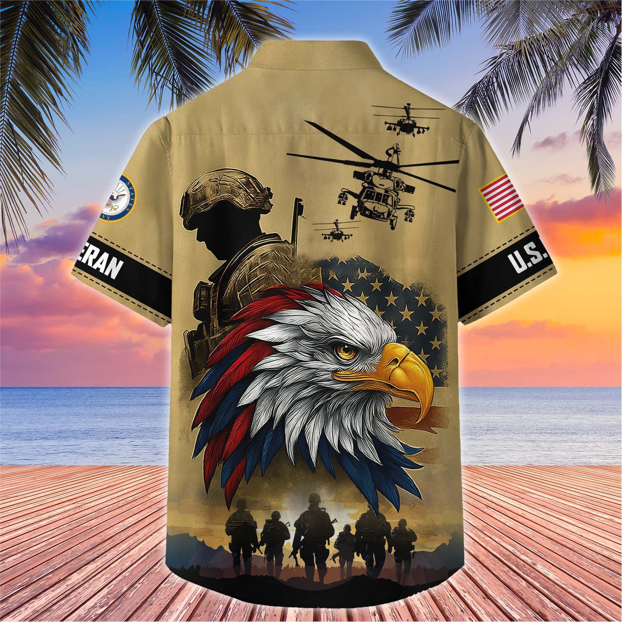 Premium US Veterans Hawaiian Shirt, Gifts For US Veterans, Gifts On Father's Day, Armed Forces Day, Veterans Day.