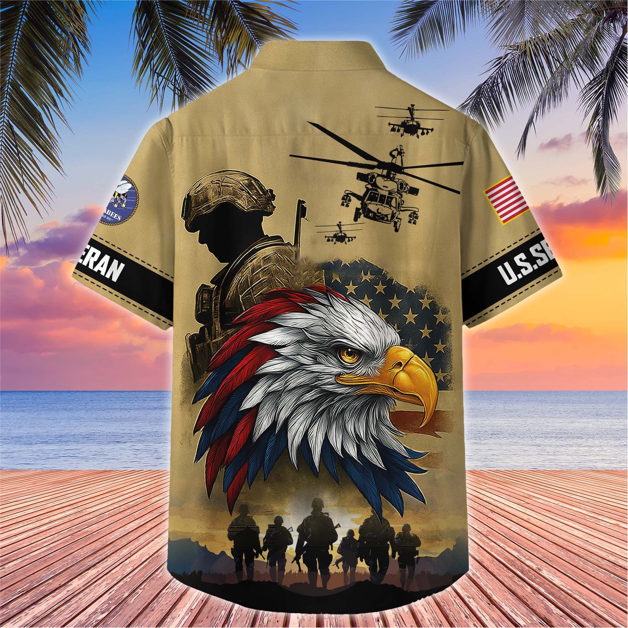 Premium US Veterans Hawaiian Shirt, Gifts For US Veterans, Gifts On Father's Day, Armed Forces Day, Veterans Day.