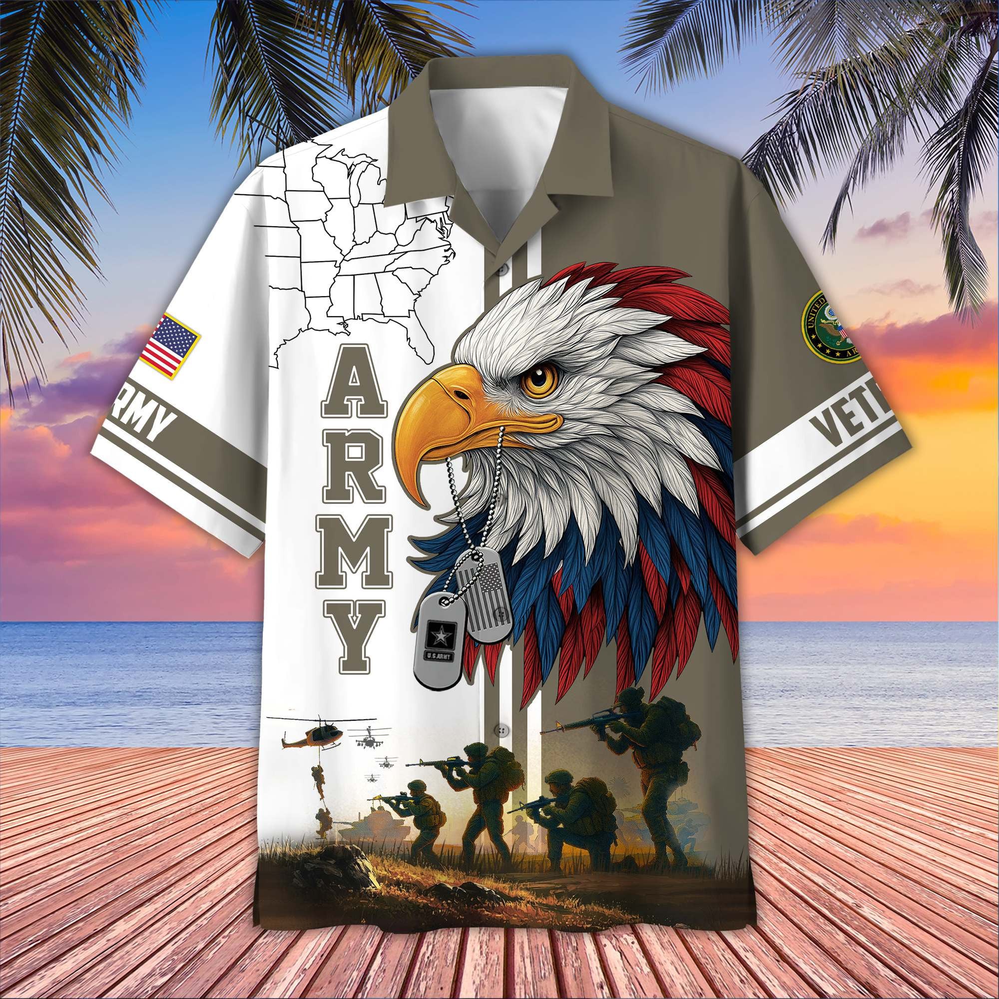 Premium US Veterans Hawaiian Shirt, Gifts For US Veterans, Gifts On Father's Day, Armed Forces Day, Veterans Day.