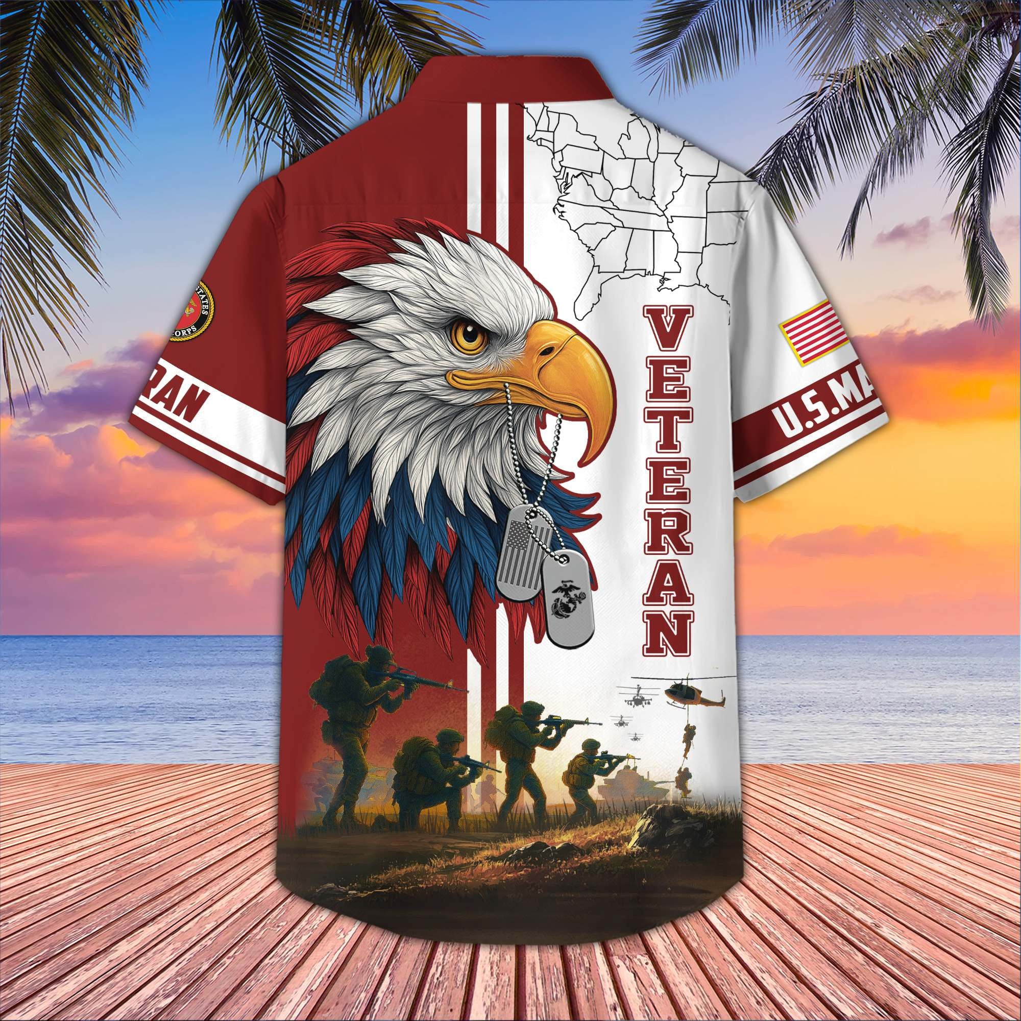 Premium US Veterans Hawaiian Shirt, Gifts For US Veterans, Gifts On Father's Day, Armed Forces Day, Veterans Day.