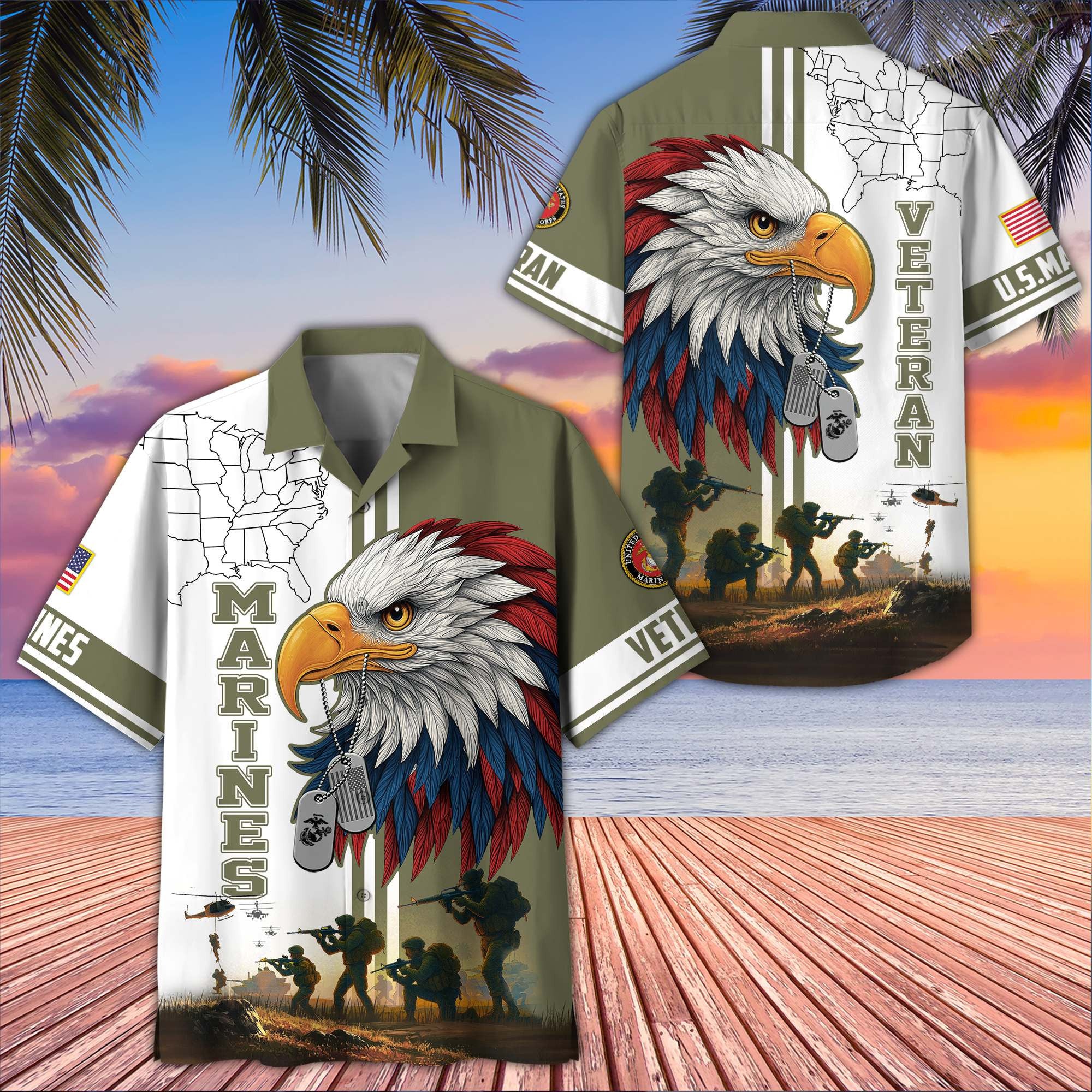 Premium US Veterans Hawaiian Shirt, Gifts For US Veterans, Gifts On Father's Day, Armed Forces Day, Veterans Day.