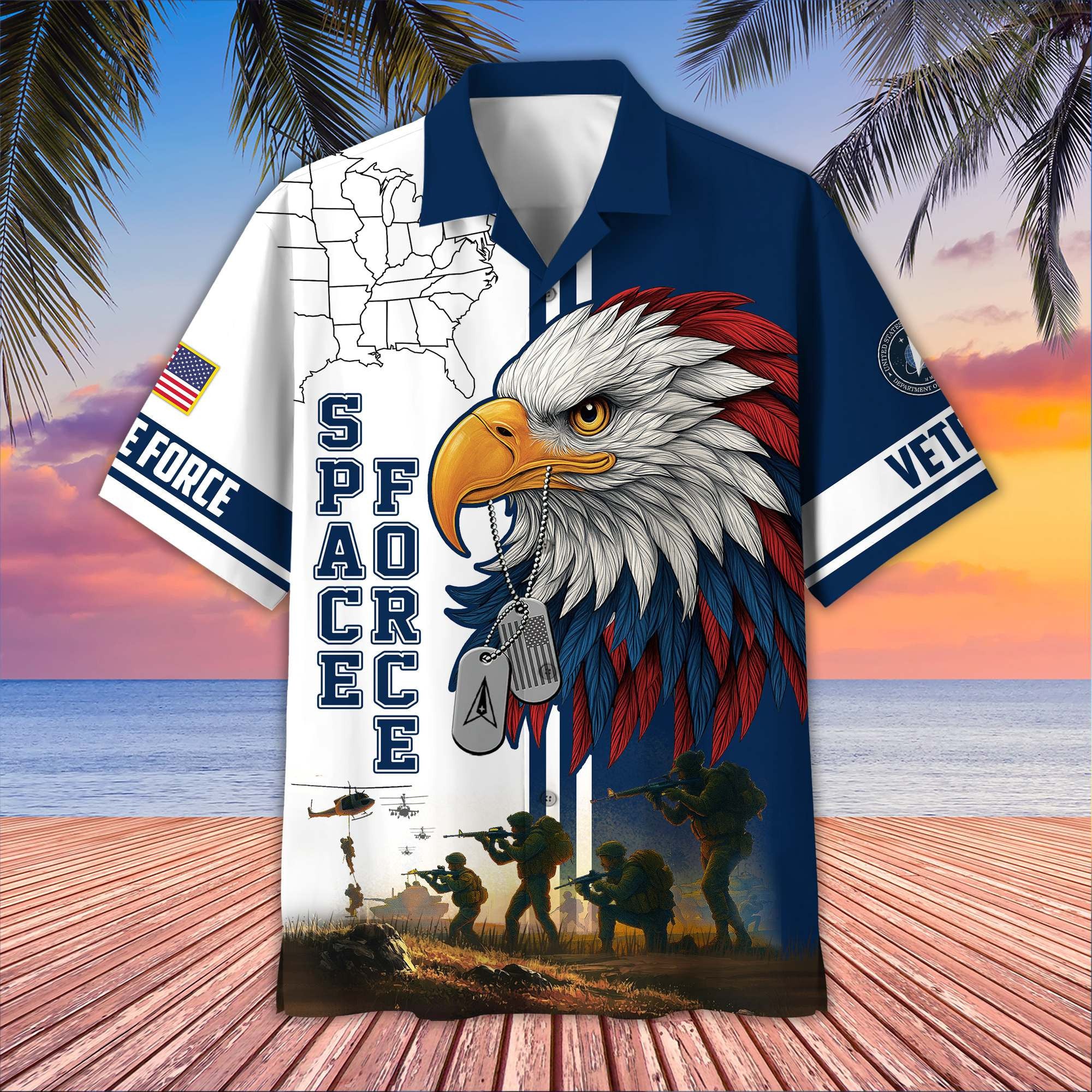 Premium US Veterans Hawaiian Shirt, Gifts For US Veterans, Gifts On Father's Day, Armed Forces Day, Veterans Day.
