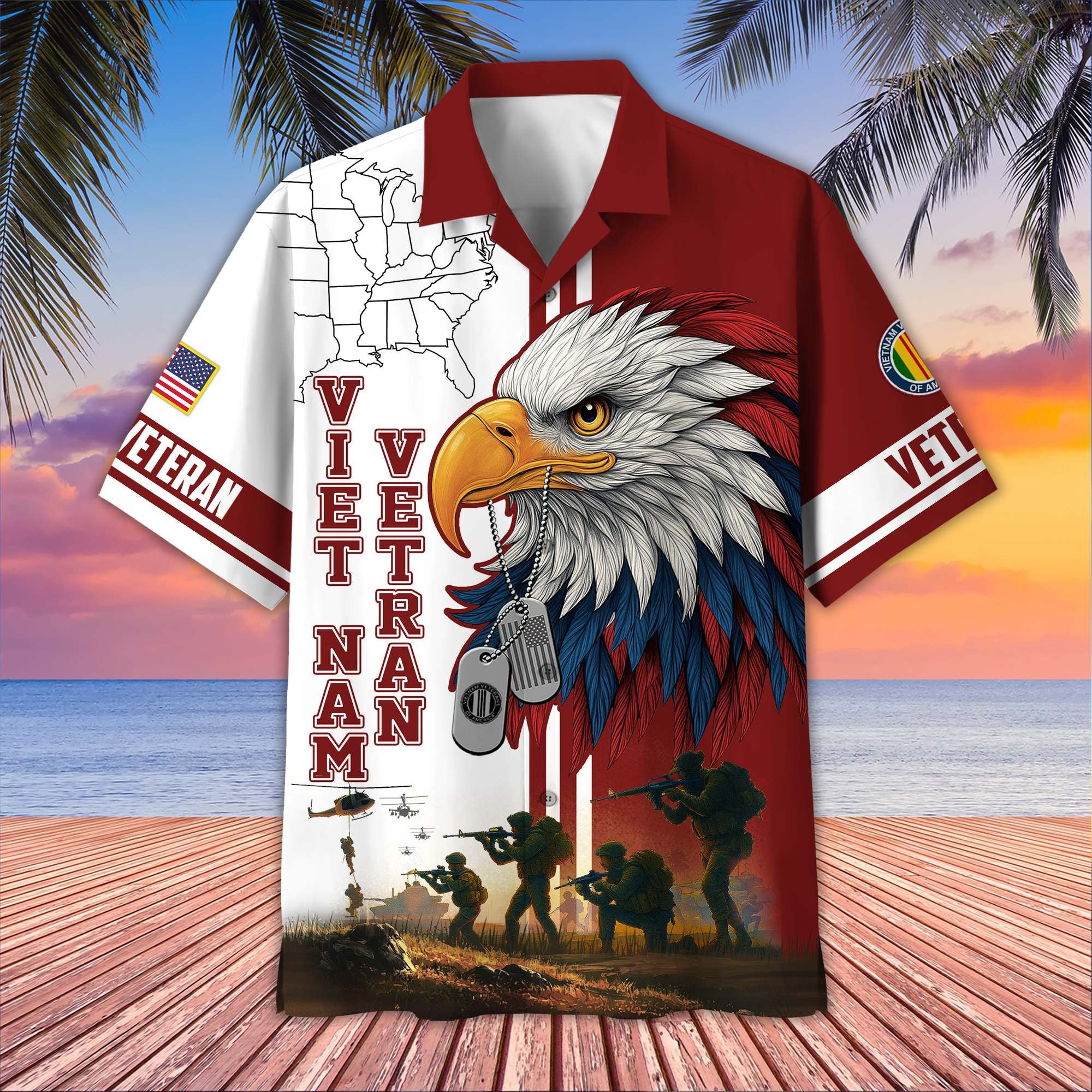 Premium US Veterans Hawaiian Shirt, Gifts For US Veterans, Gifts On Father's Day, Armed Forces Day, Veterans Day.