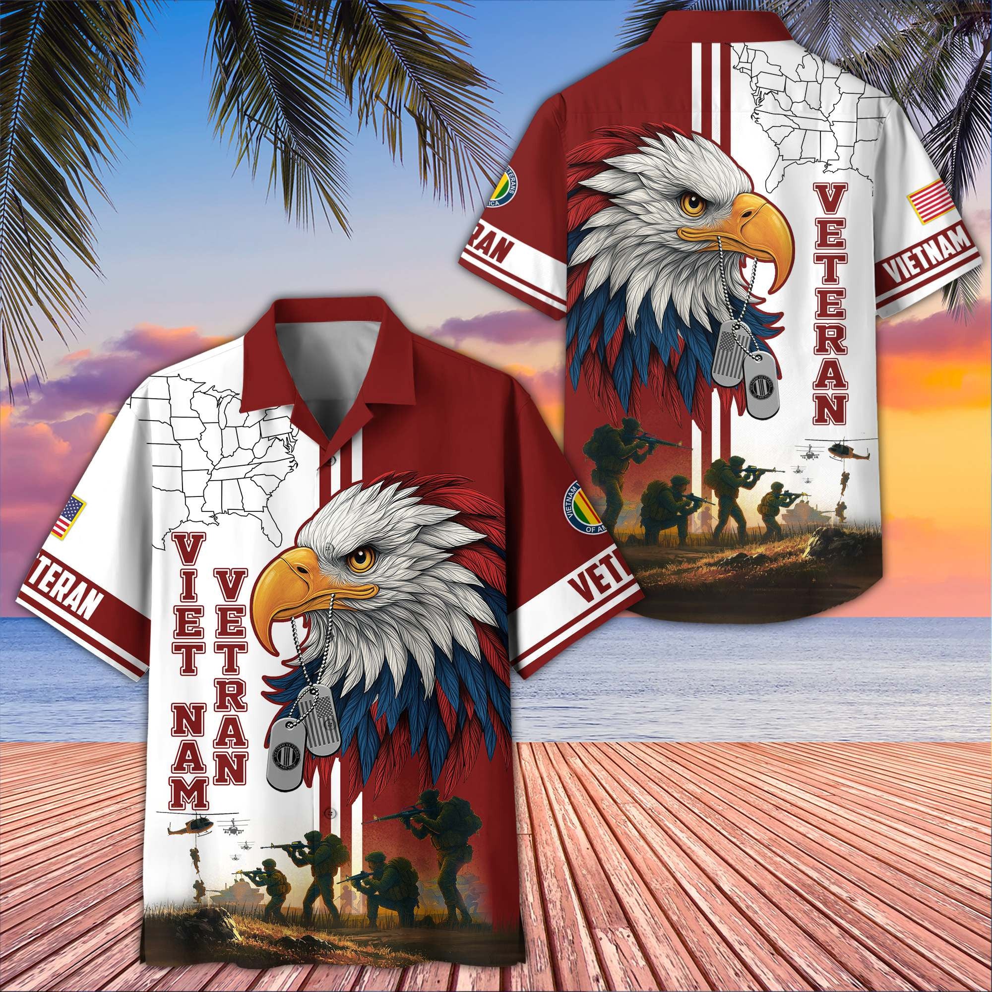 Premium US Veterans Hawaiian Shirt, Gifts For US Veterans, Gifts On Father's Day, Armed Forces Day, Veterans Day.