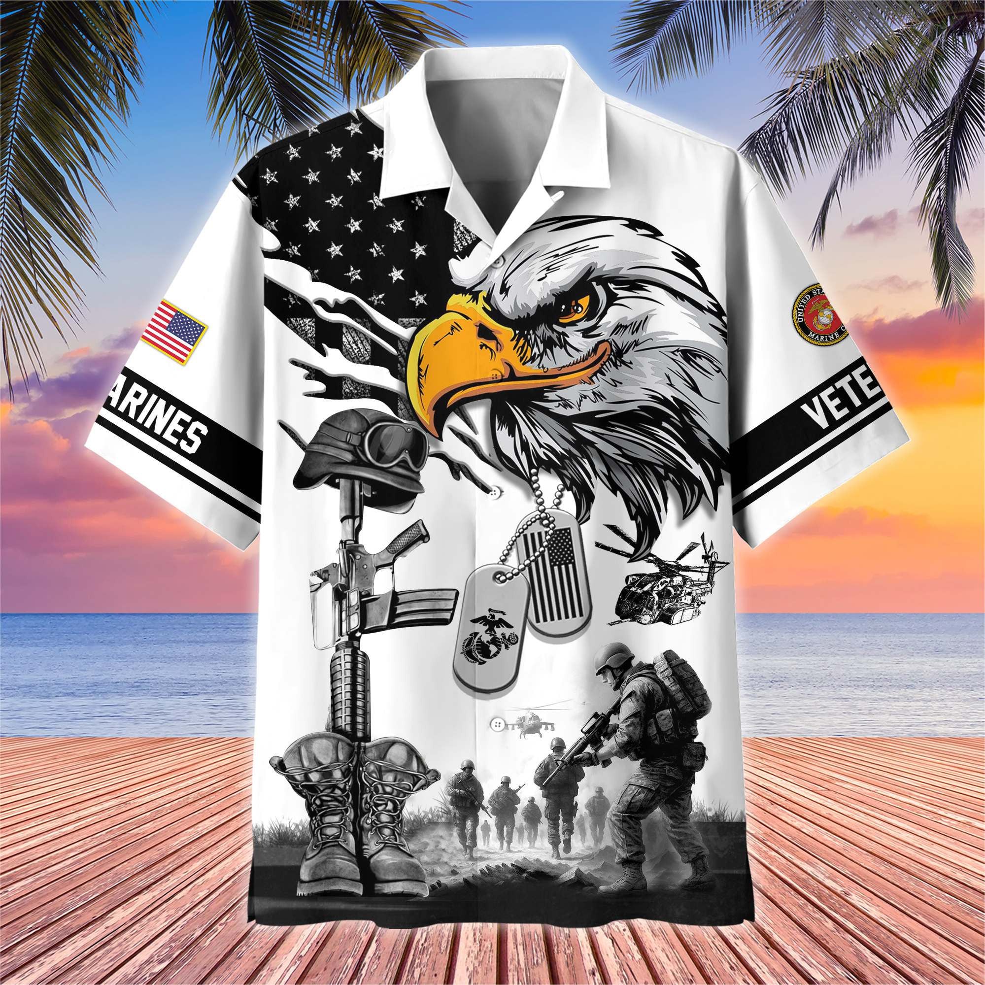 Premium US Veterans Hawaiian Shirt, Gifts For US Veterans, Gifts On Armed Forces Day, Independence Day, Veterans Day.