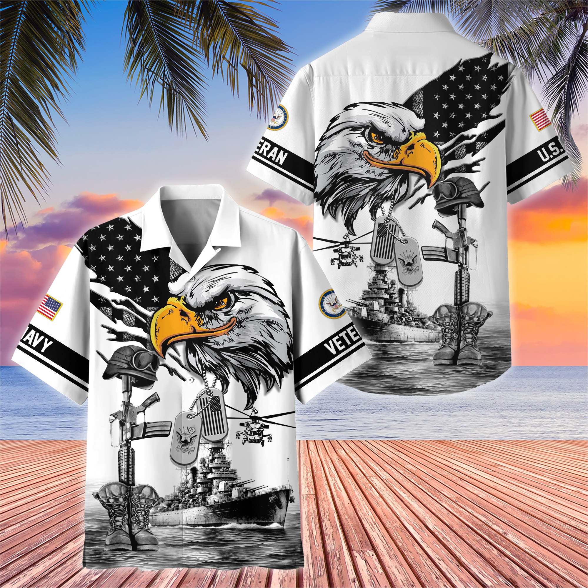 Premium US Veterans Hawaiian Shirt, Gifts For US Veterans, Gifts On Armed Forces Day, Independence Day, Veterans Day.