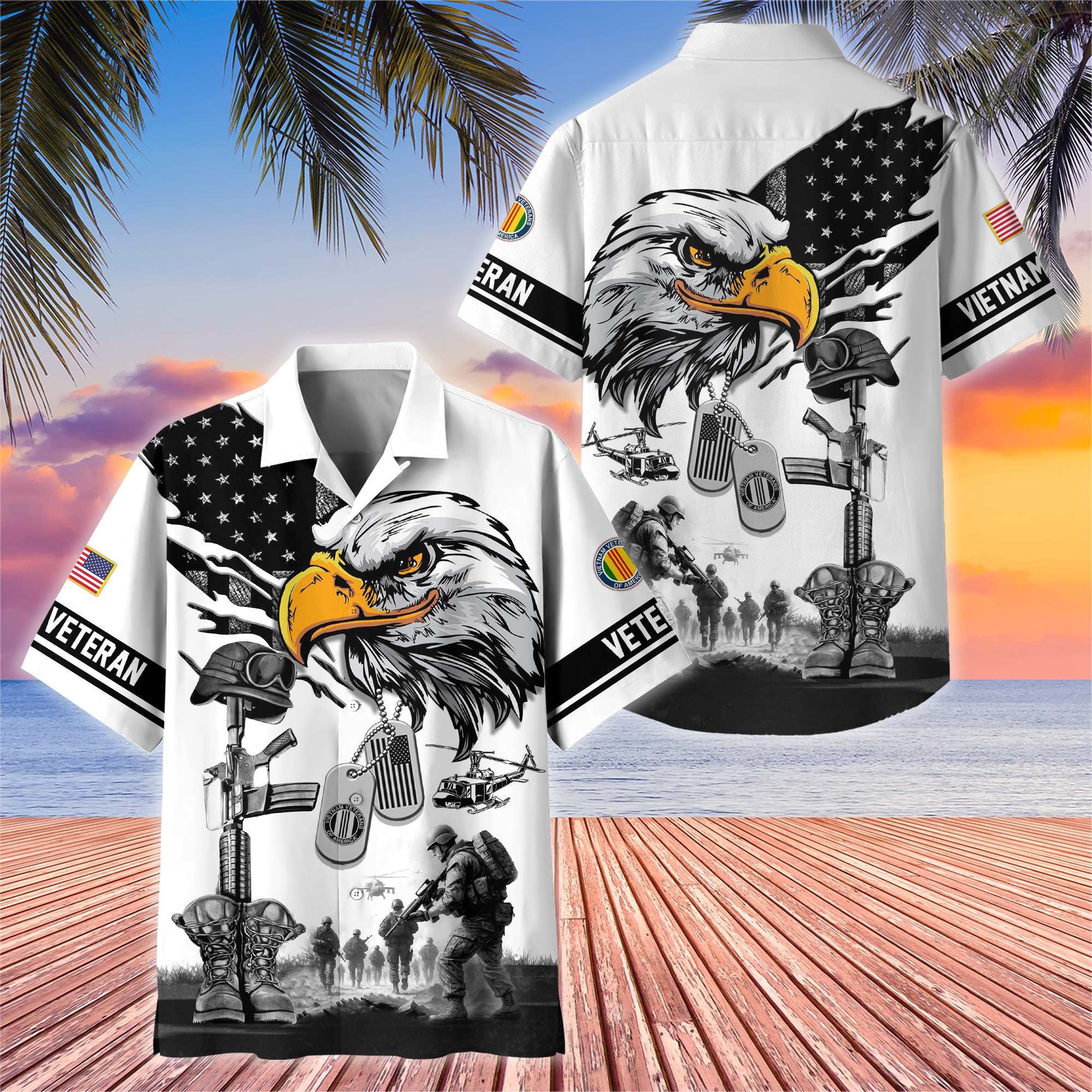 Premium US Veterans Hawaiian Shirt, Gifts For US Veterans, Gifts On Armed Forces Day, Independence Day, Veterans Day.