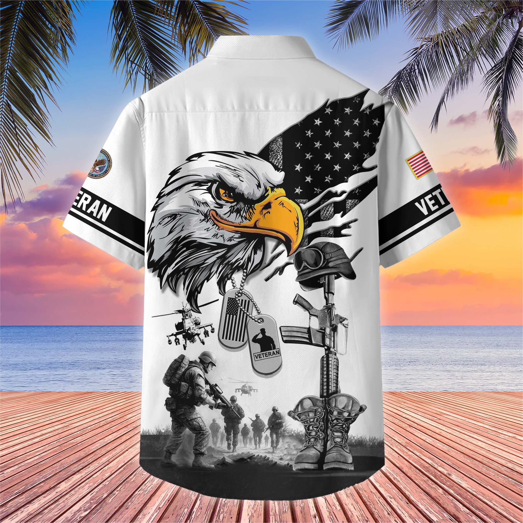 Premium US Veterans Hawaiian Shirt, Gifts For US Veterans, Gifts On Armed Forces Day, Independence Day, Veterans Day.