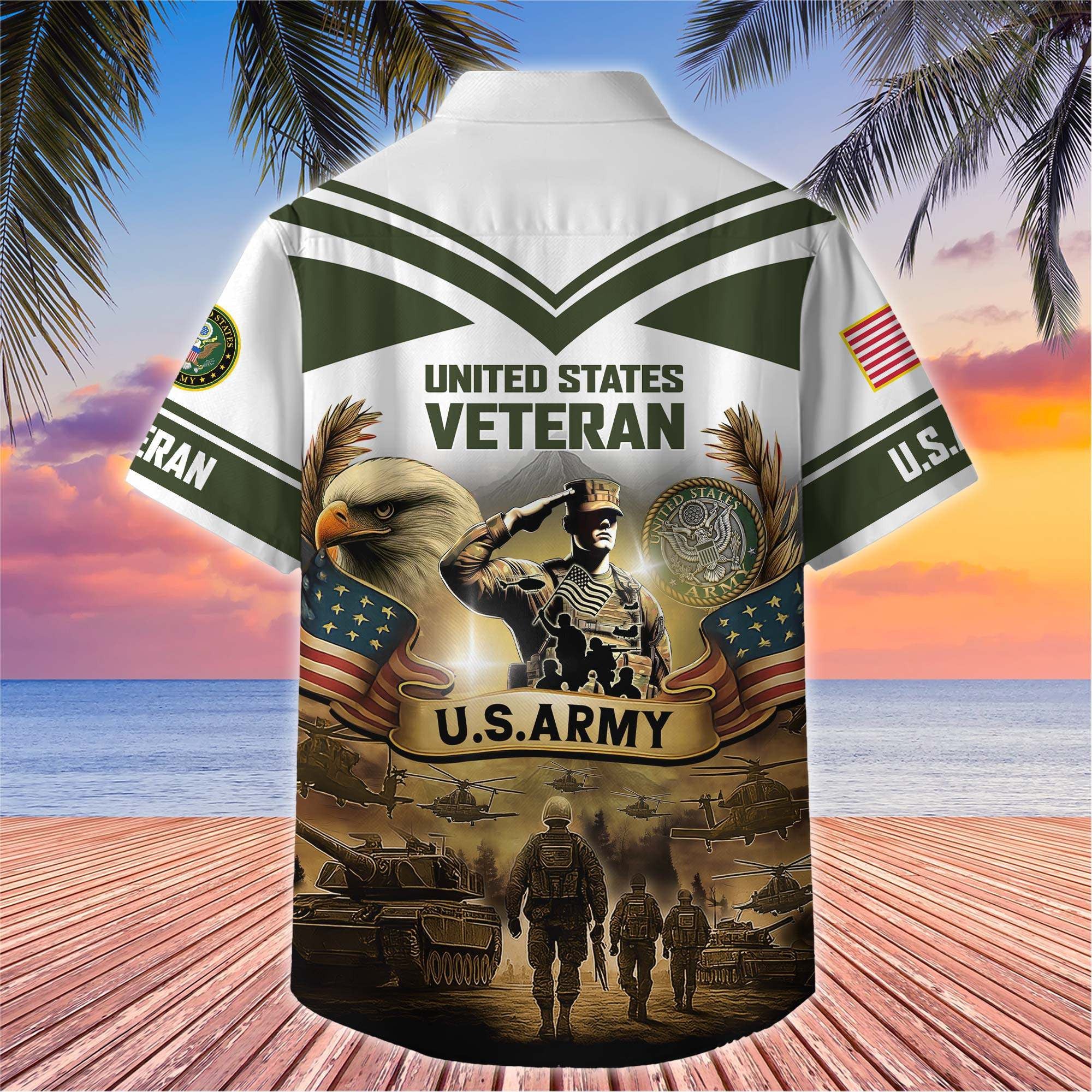 Premium US Veterans Hawaiian Shirt, Gifts For US Veterans, Gifts On Independence Day, Veterans Day.