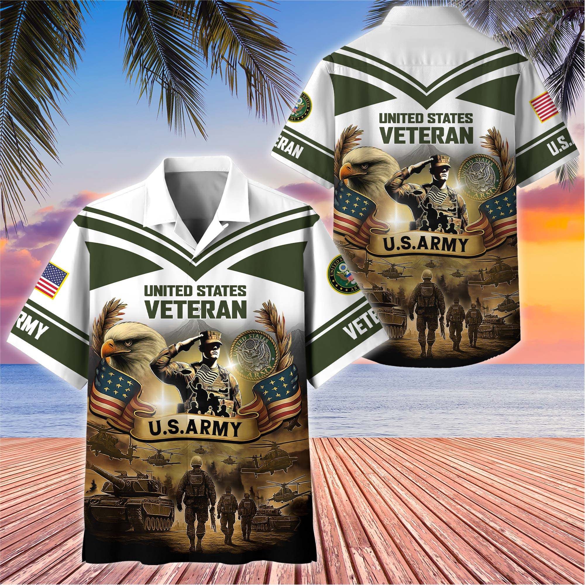 Premium US Veterans Hawaiian Shirt, Gifts For US Veterans, Gifts On Independence Day, Veterans Day.