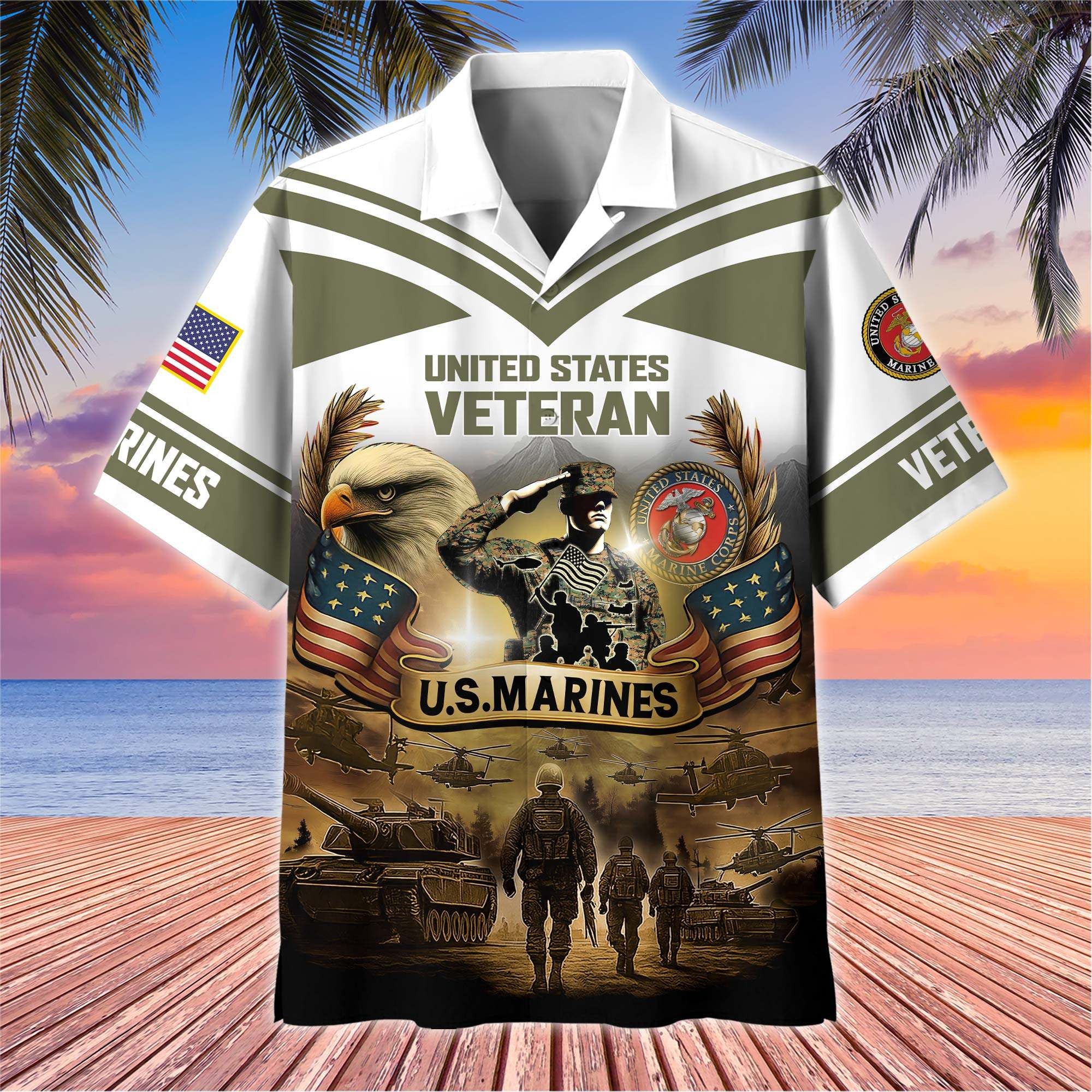 Premium US Veterans Hawaiian Shirt, Gifts For US Veterans, Gifts On Independence Day, Veterans Day.