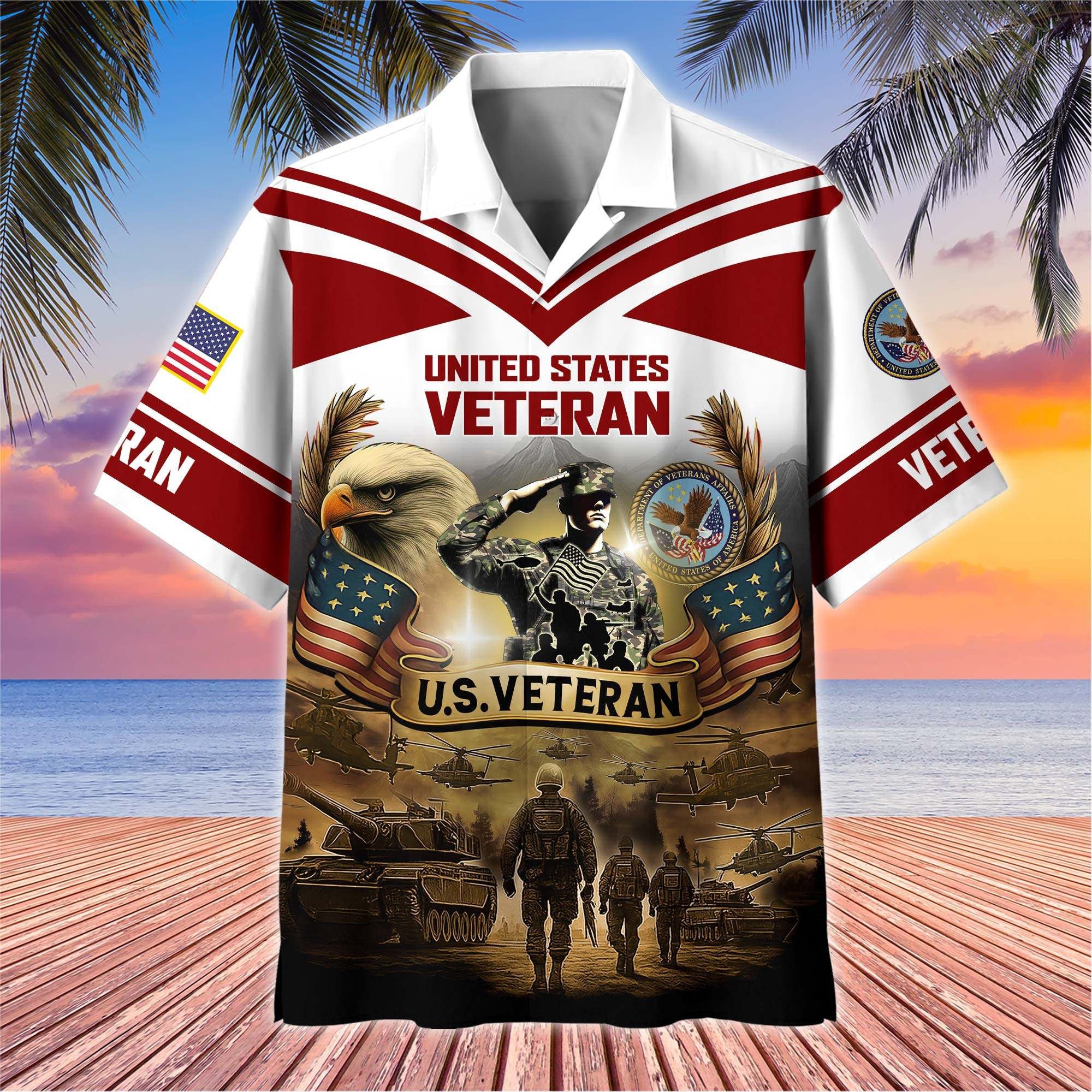 Premium US Veterans Hawaiian Shirt, Gifts For US Veterans, Gifts On Independence Day, Veterans Day.