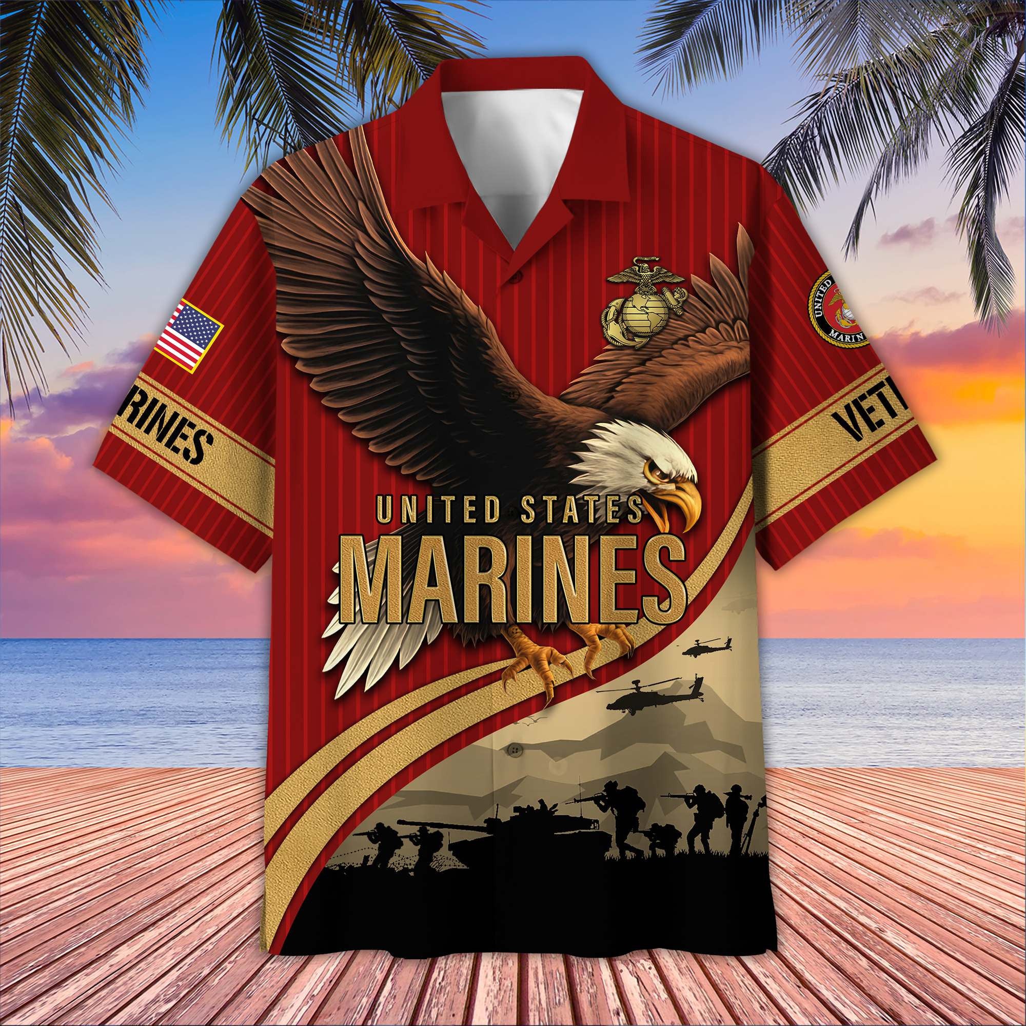 Premium US Veterans Hawaiian Shirt, Gifts For US Veterans, Gifts On Independence Day, Veterans Day.