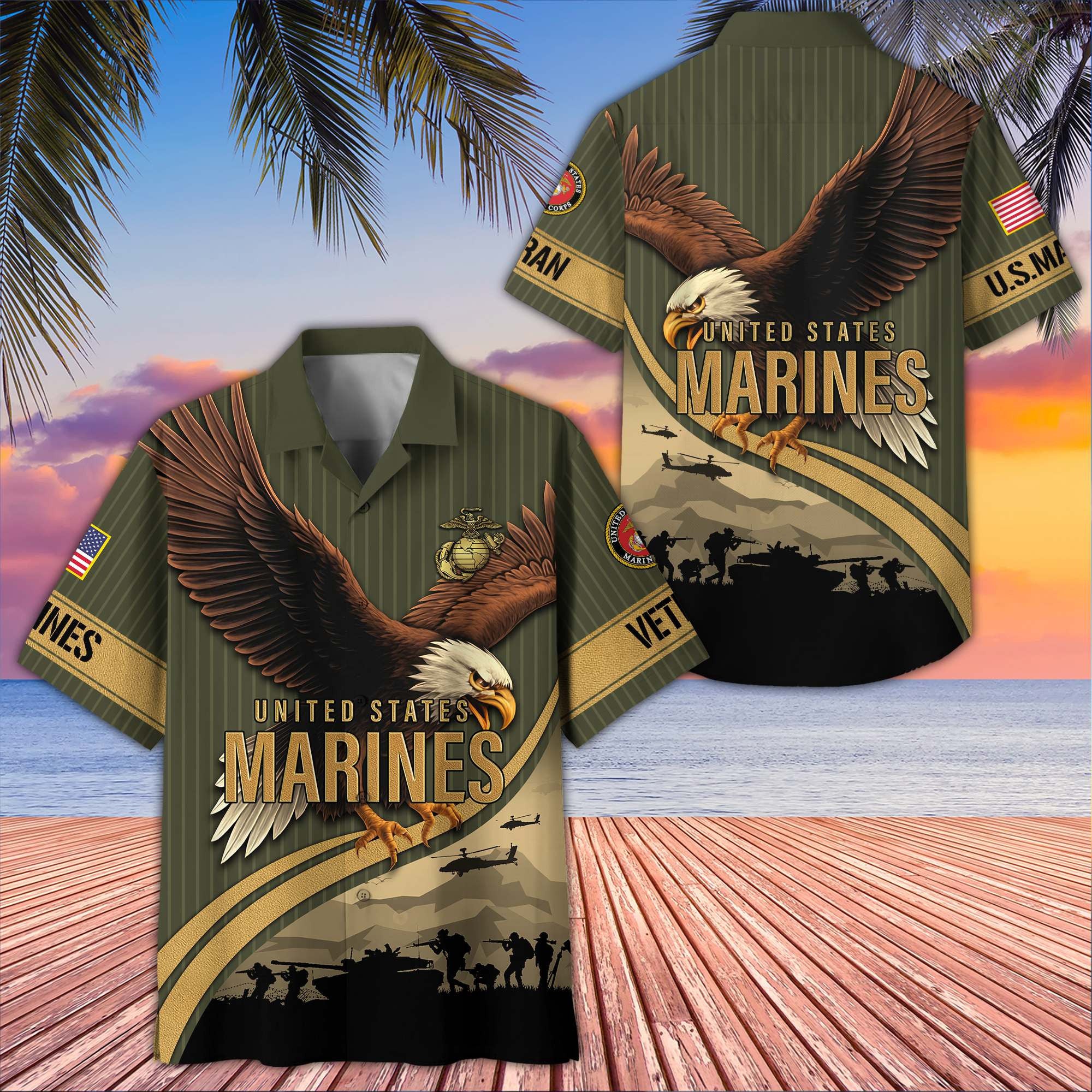 Premium US Veterans Hawaiian Shirt, Gifts For US Veterans, Gifts On Independence Day, Veterans Day.