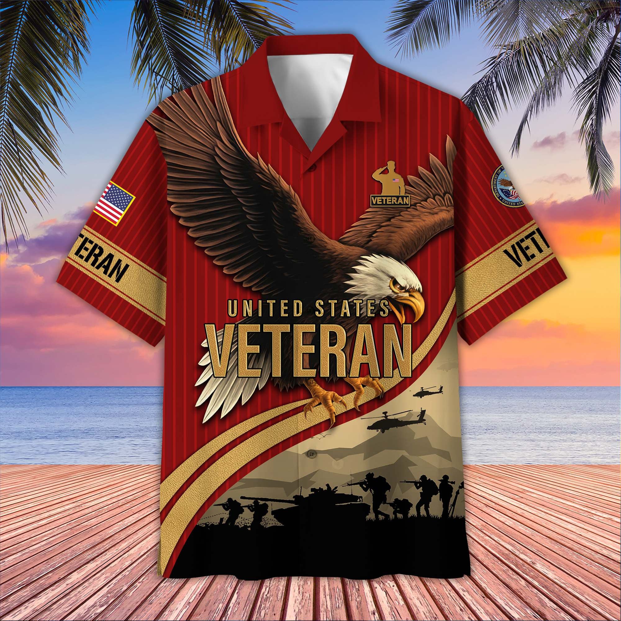 Premium US Veterans Hawaiian Shirt, Gifts For US Veterans, Gifts On Independence Day, Veterans Day.