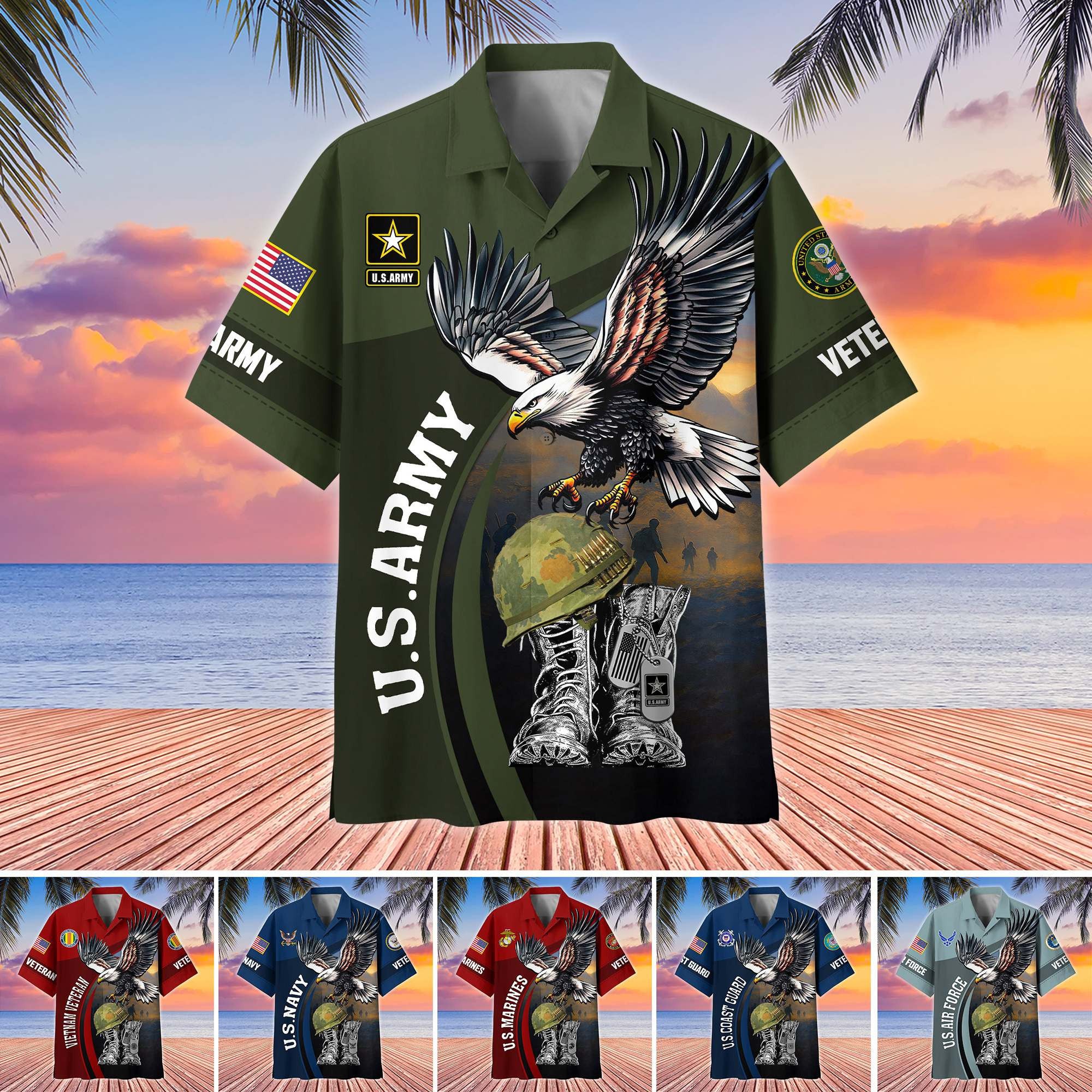 Premium US Veterans Hawaiian Shirt, Gifts For US Veterans, Gifts On Independence Day, Veterans Day.