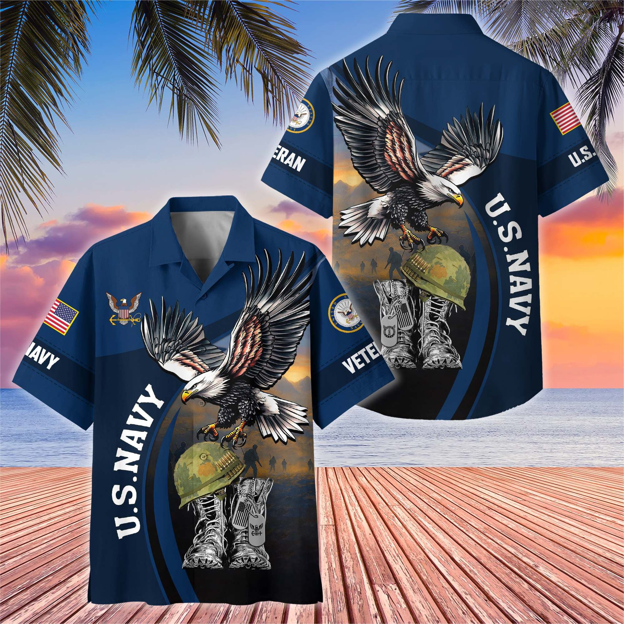 Premium US Veterans Hawaiian Shirt, Gifts For US Veterans, Gifts On Independence Day, Veterans Day.