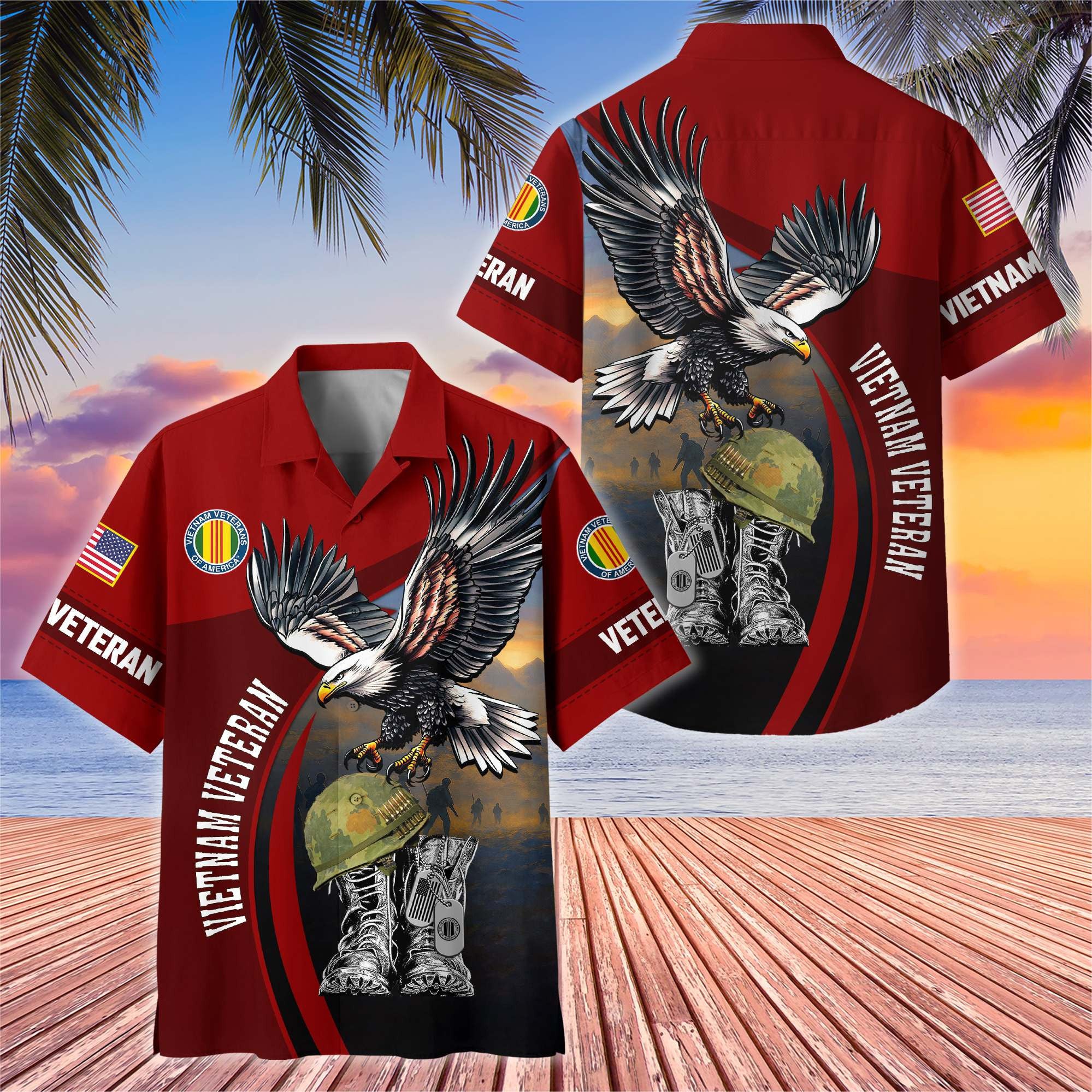Premium US Veterans Hawaiian Shirt, Gifts For US Veterans, Gifts On Independence Day, Veterans Day.