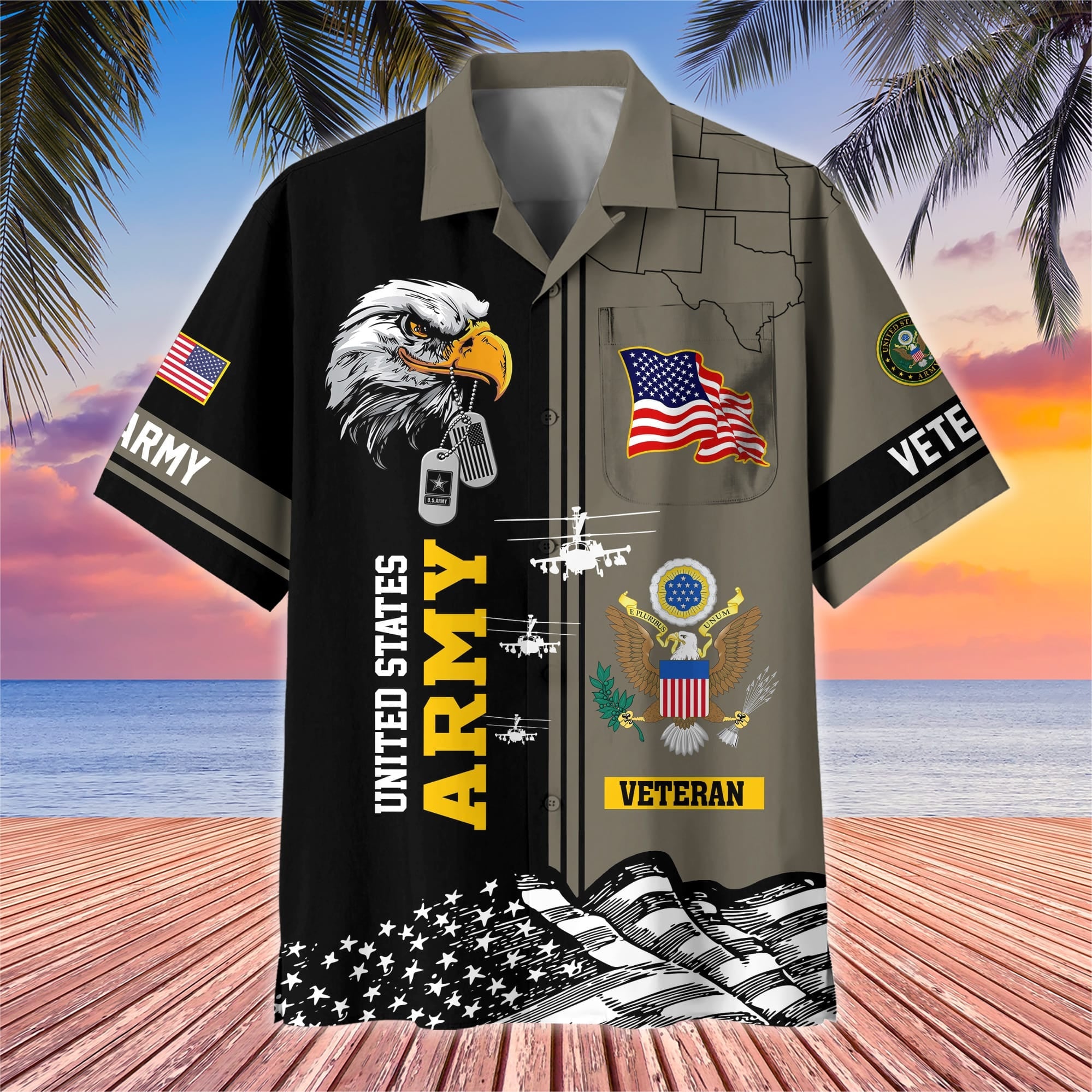 Premium US Veterans Hawaiian Shirt With Pocket, Gifts For US Veterans, Gifts On Independence Day, Veterans Day.