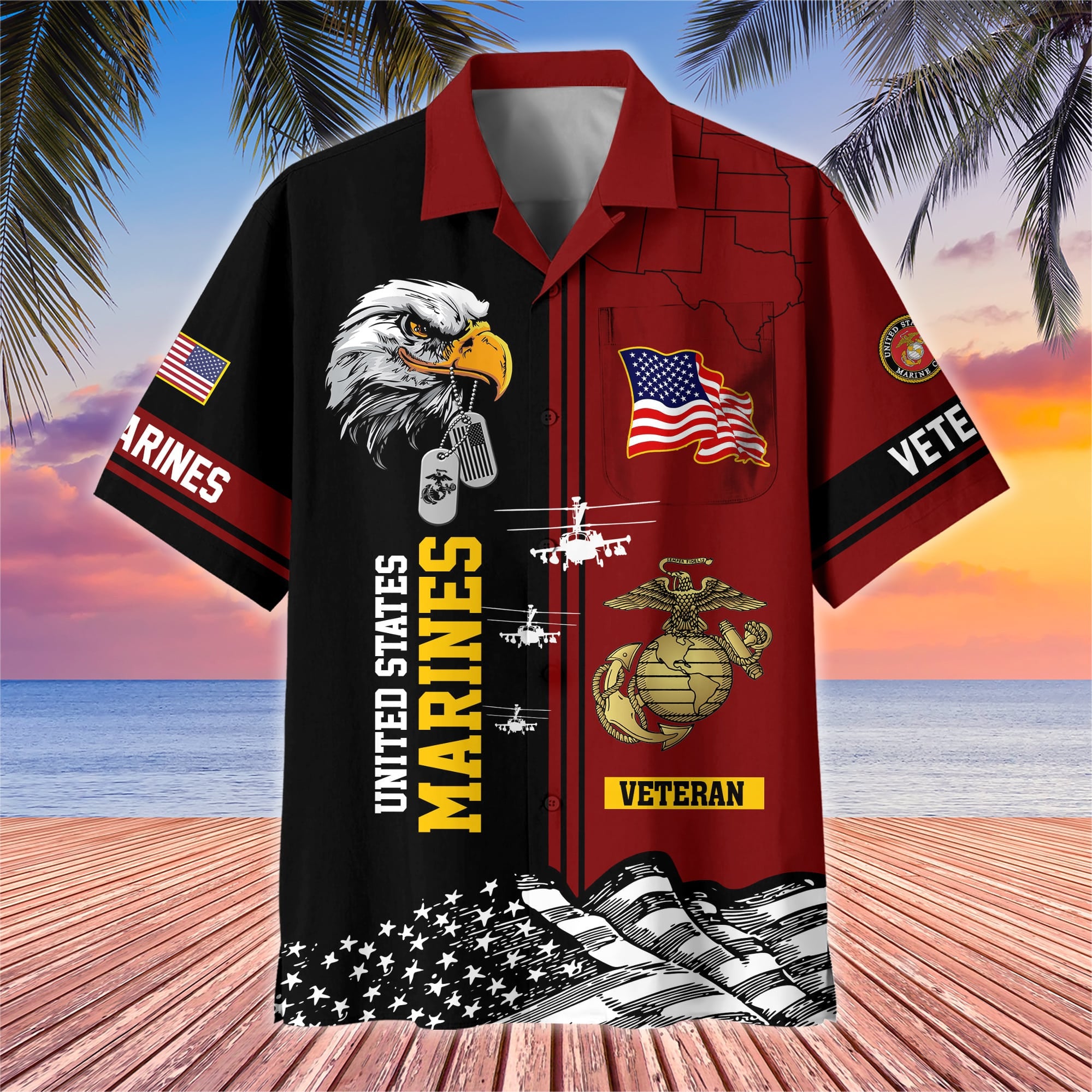 Premium US Veterans Hawaiian Shirt With Pocket, Gifts For US Veterans, Gifts On Independence Day, Veterans Day.