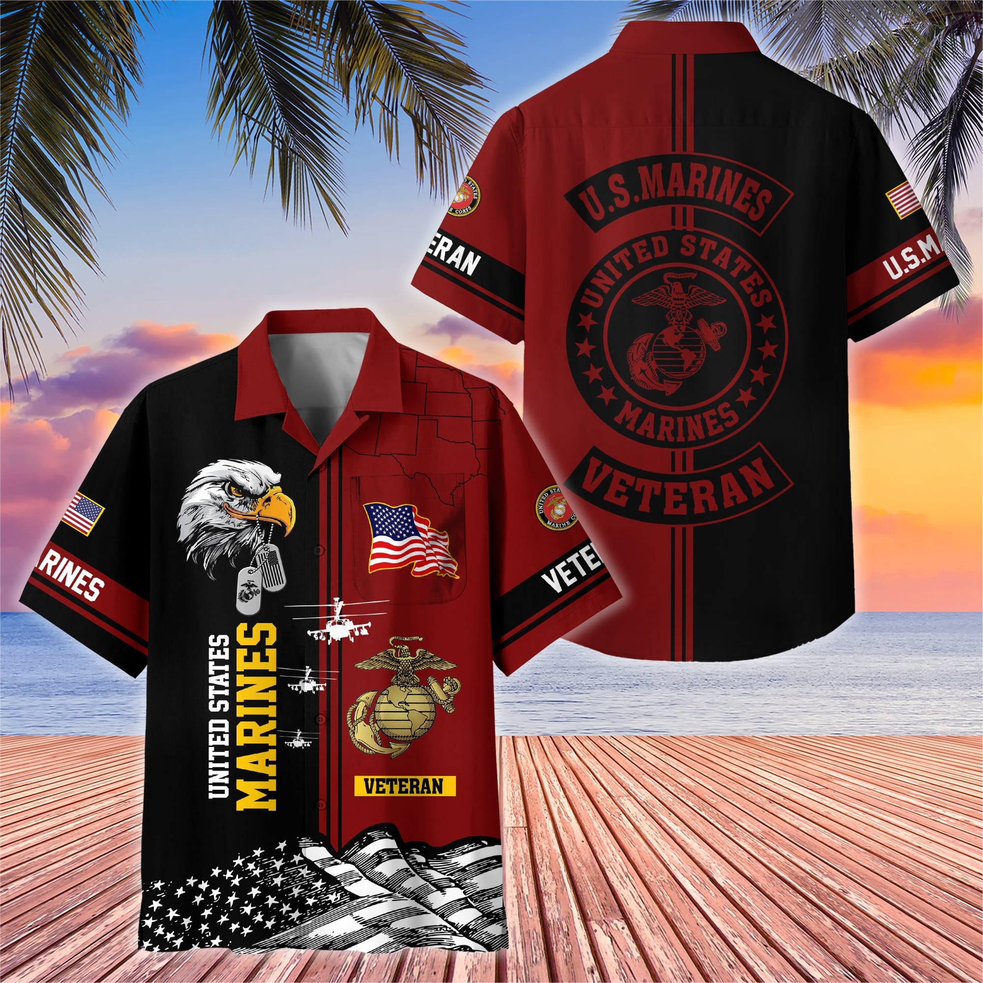 Premium US Veterans Hawaiian Shirt With Pocket, Gifts For US Veterans, Gifts On Independence Day, Veterans Day.