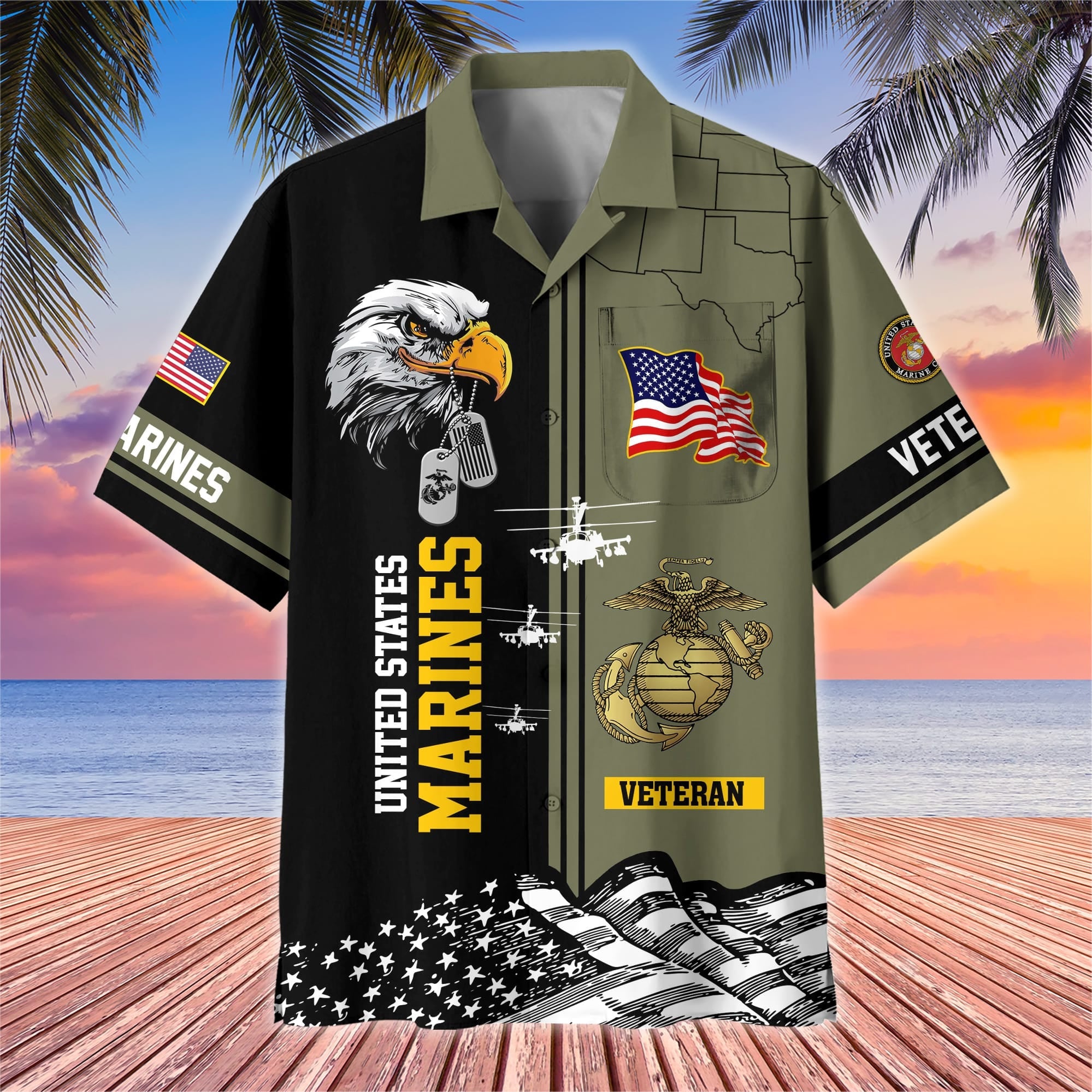 Premium US Veterans Hawaiian Shirt With Pocket, Gifts For US Veterans, Gifts On Independence Day, Veterans Day.