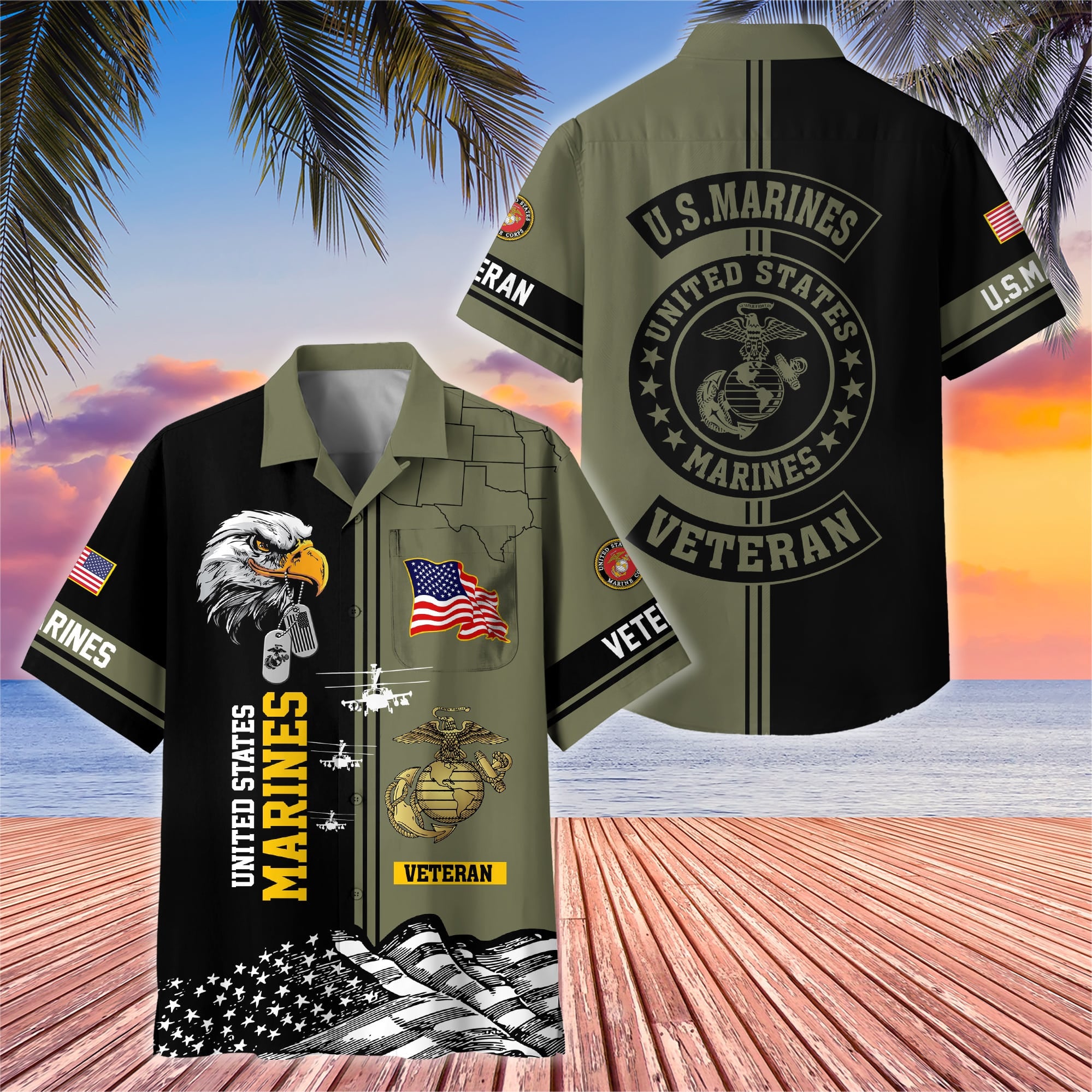 Premium US Veterans Hawaiian Shirt With Pocket, Gifts For US Veterans, Gifts On Independence Day, Veterans Day.