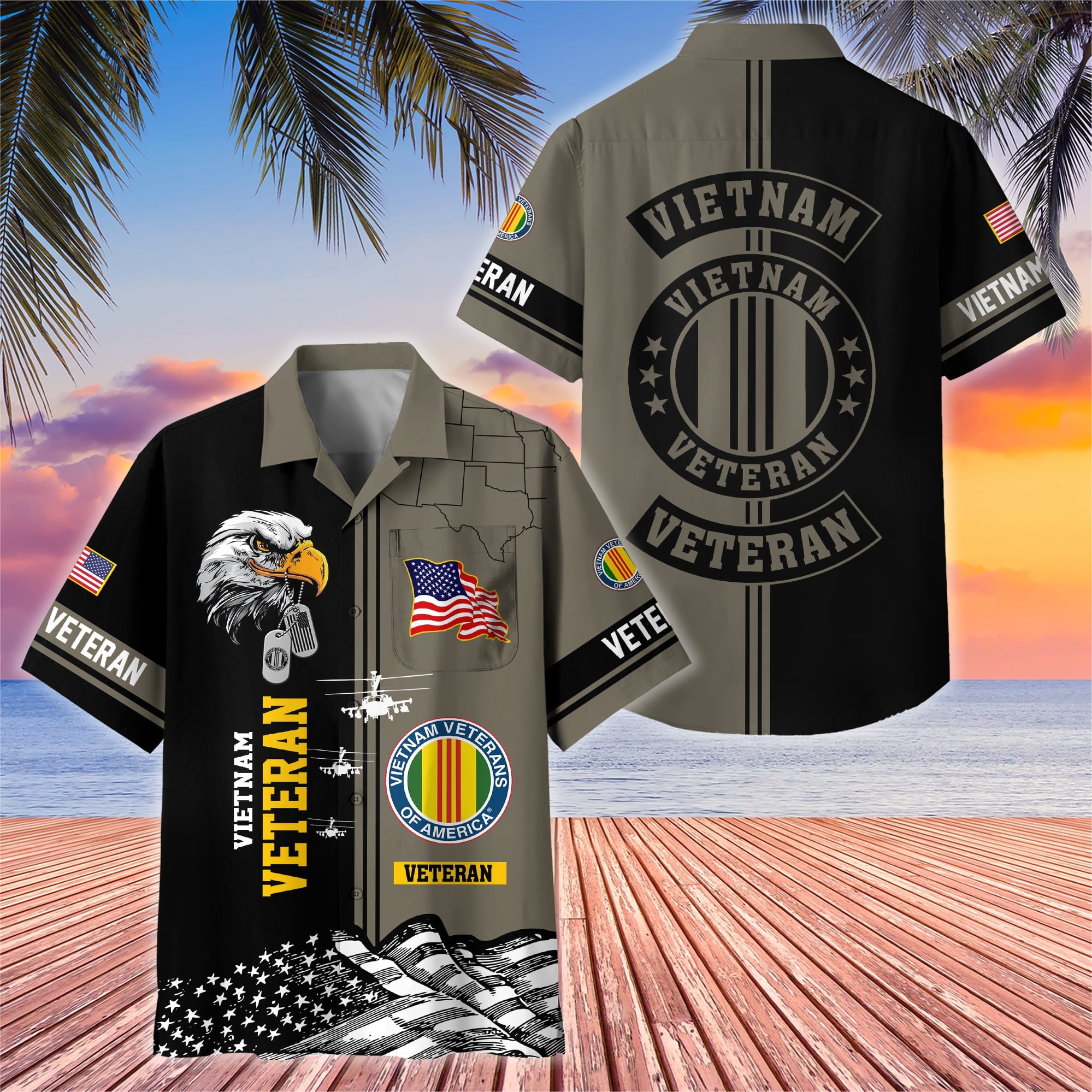 Premium US Veterans Hawaiian Shirt With Pocket, Gifts For US Veterans, Gifts On Independence Day, Veterans Day.