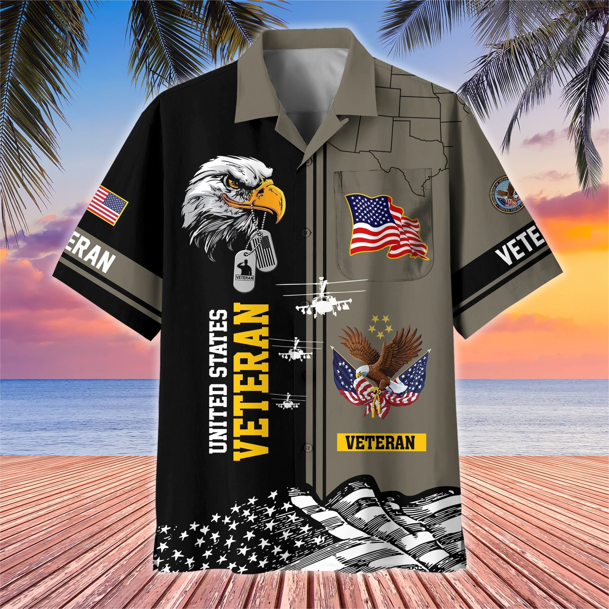 Premium US Veterans Hawaiian Shirt With Pocket, Gifts For US Veterans, Gifts On Independence Day, Veterans Day.