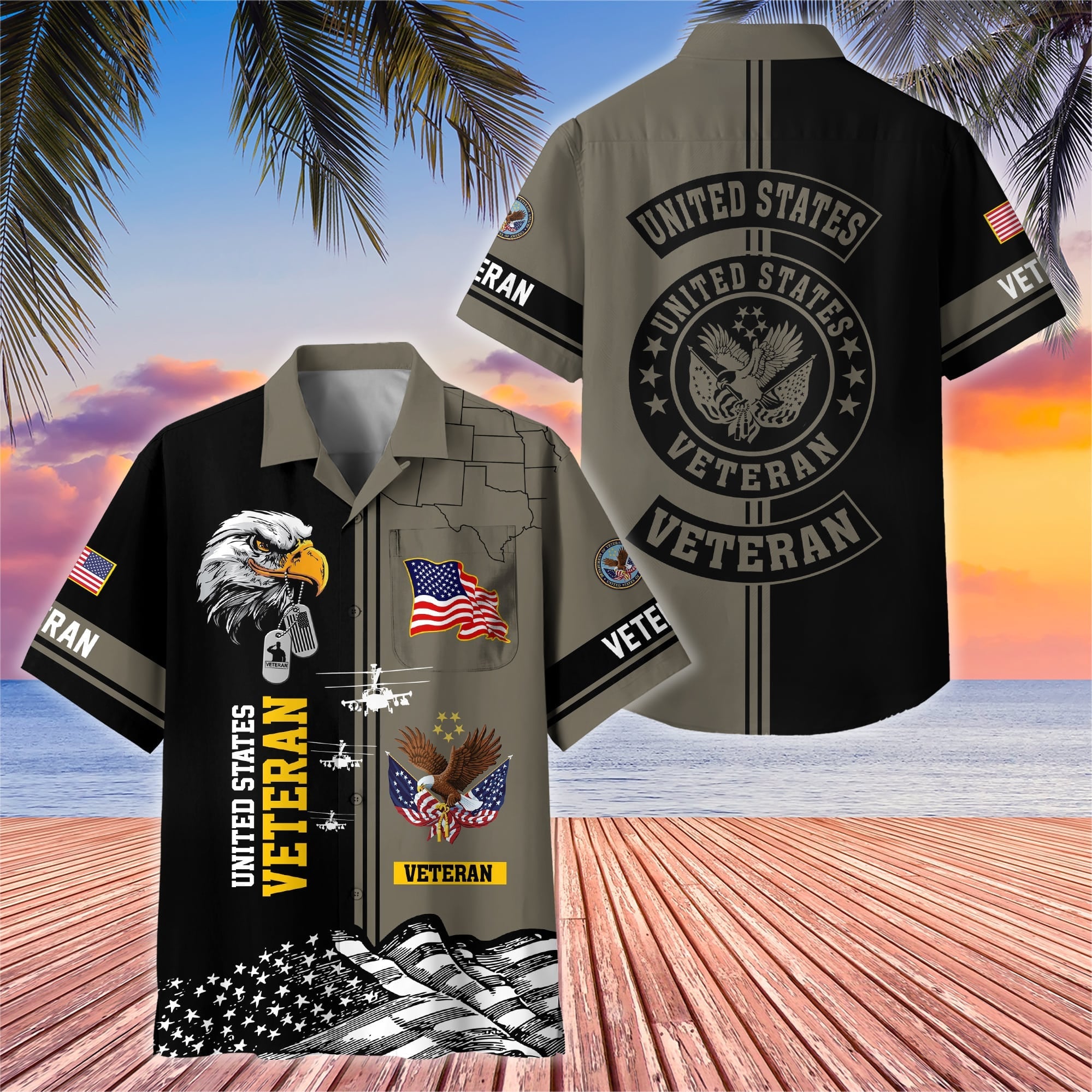Premium US Veterans Hawaiian Shirt With Pocket, Gifts For US Veterans, Gifts On Independence Day, Veterans Day.