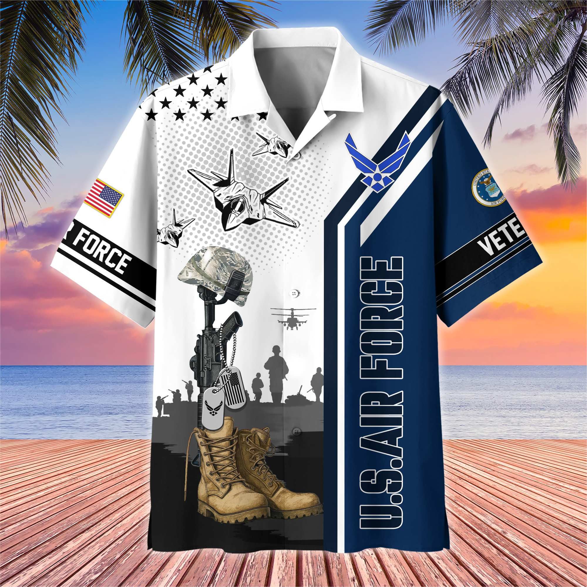Premium US Veterans Hawaiian Shirt, Gifts For US Veterans, Gifts On Veterans Day.