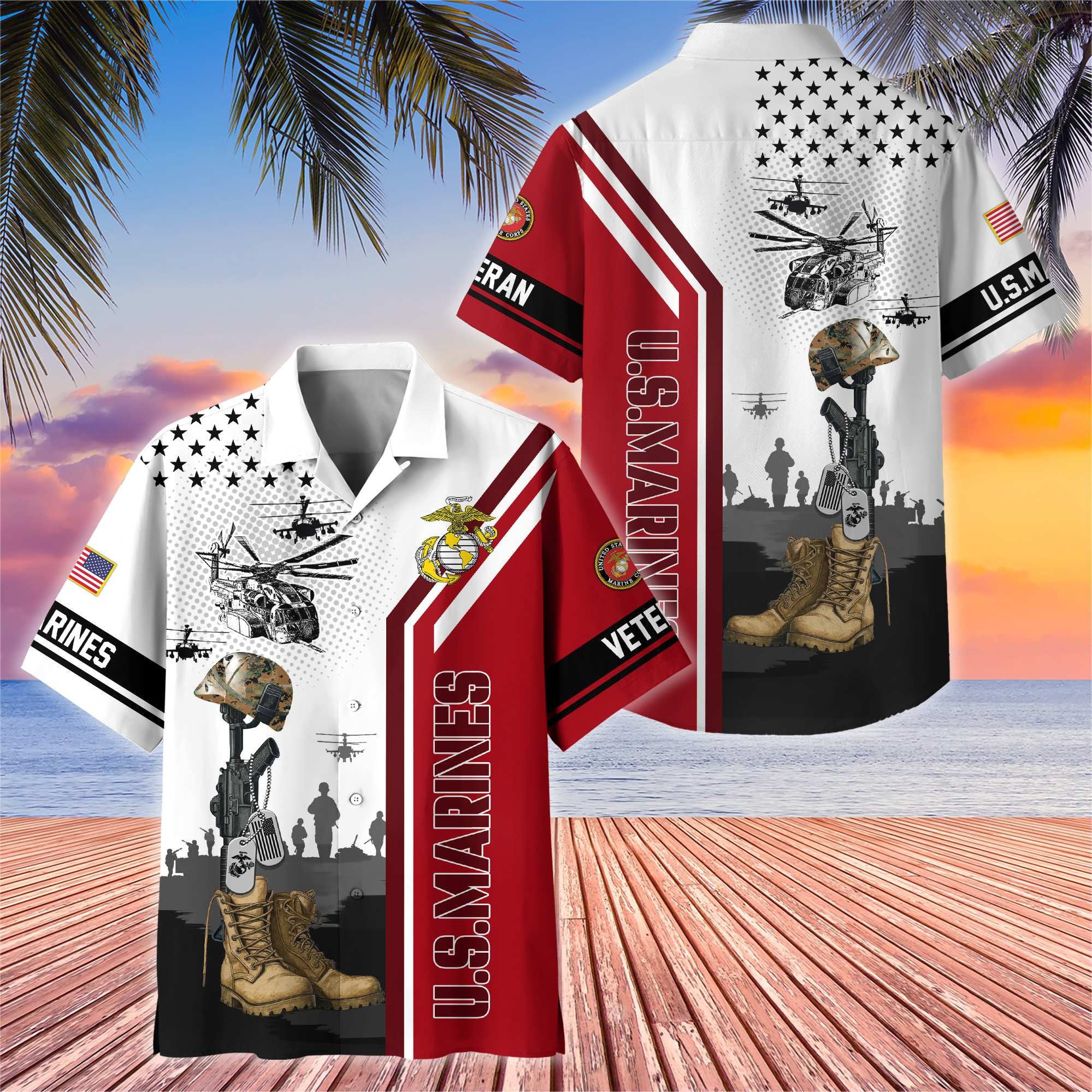Premium US Veterans Hawaiian Shirt, Gifts For US Veterans, Gifts On Veterans Day.