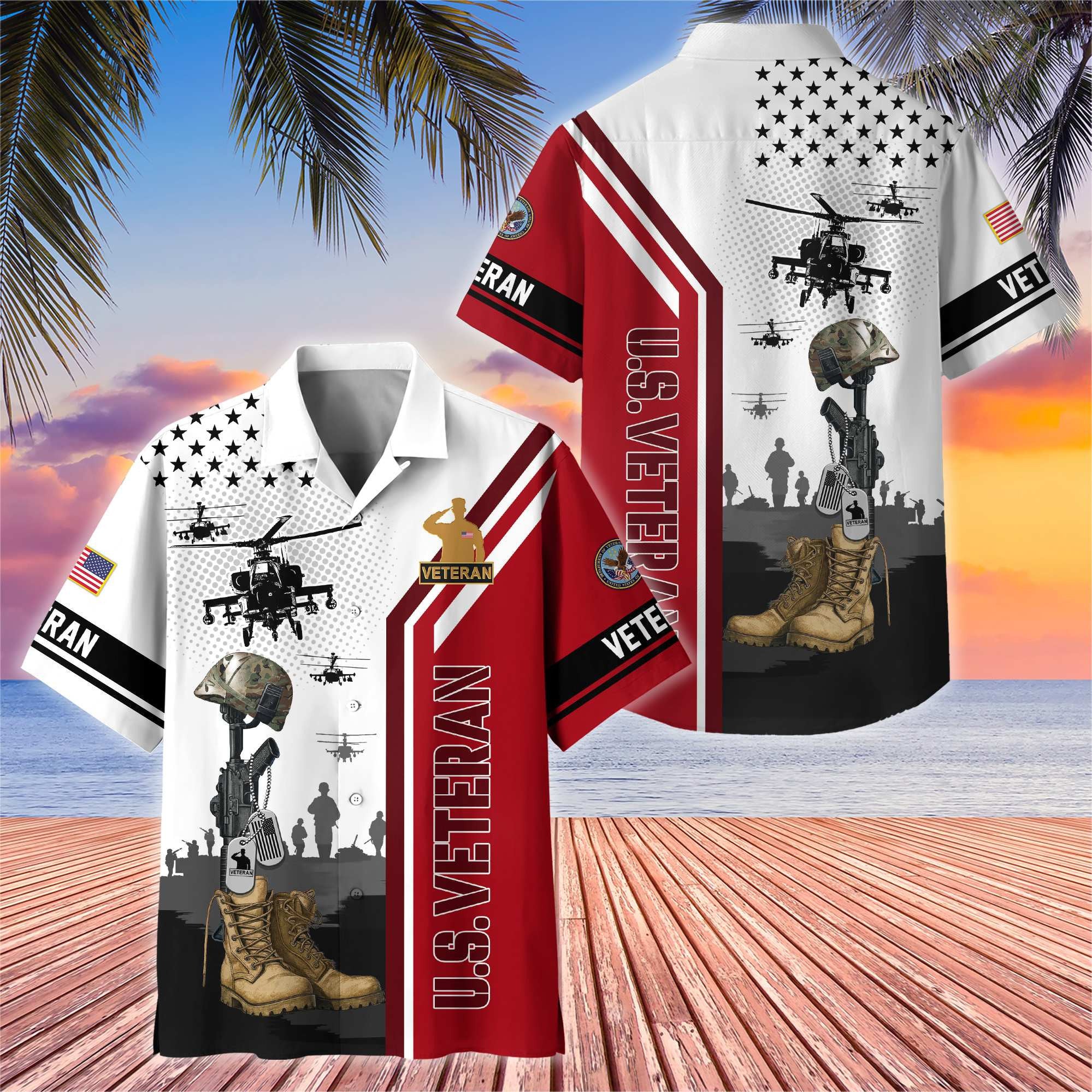 Premium US Veterans Hawaiian Shirt, Gifts For US Veterans, Gifts On Veterans Day.