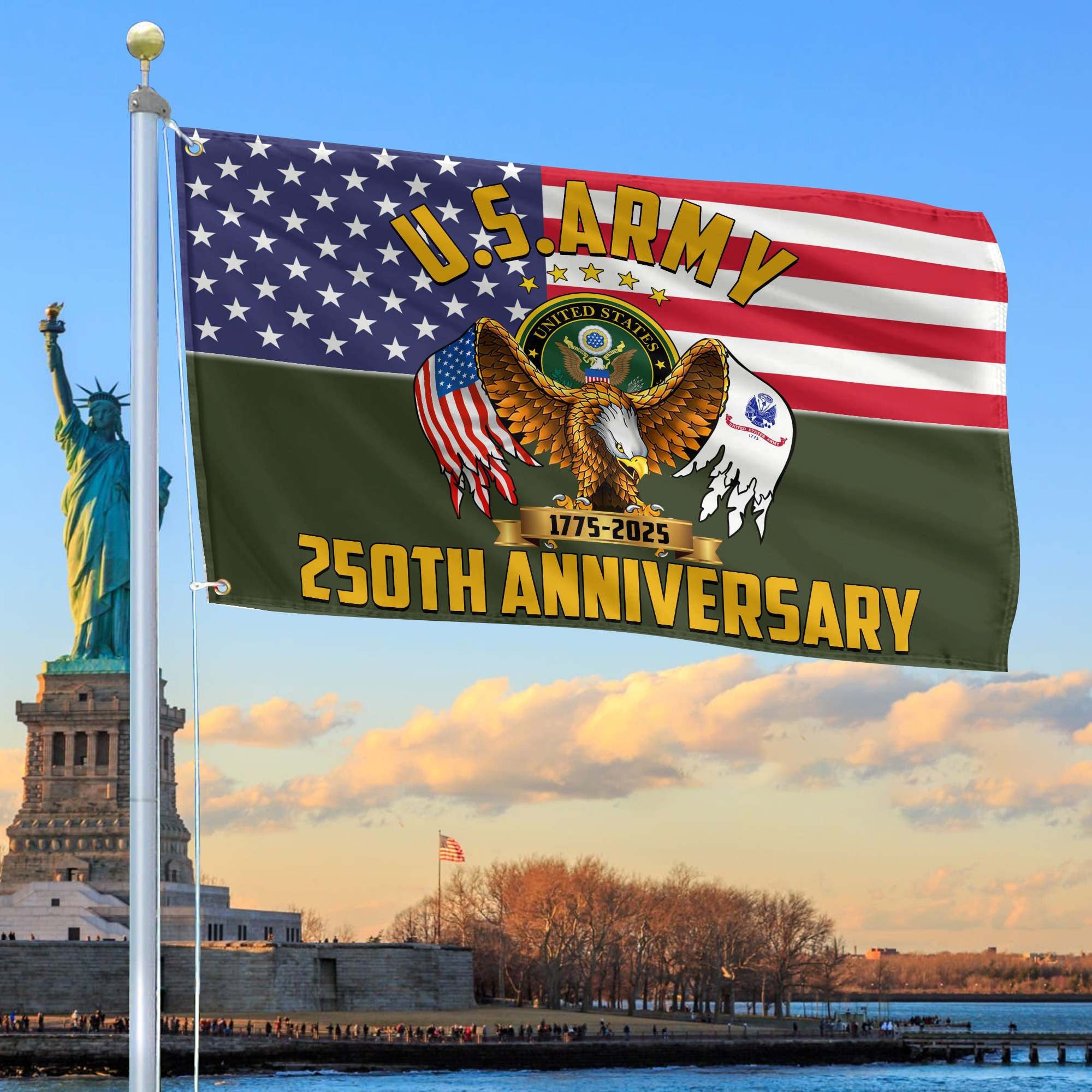 Premium 250th Anniversary Of The Army Grommet Flag, Gifts For Army Veteran, Best Gifts On Father's Day, Veterans Day.