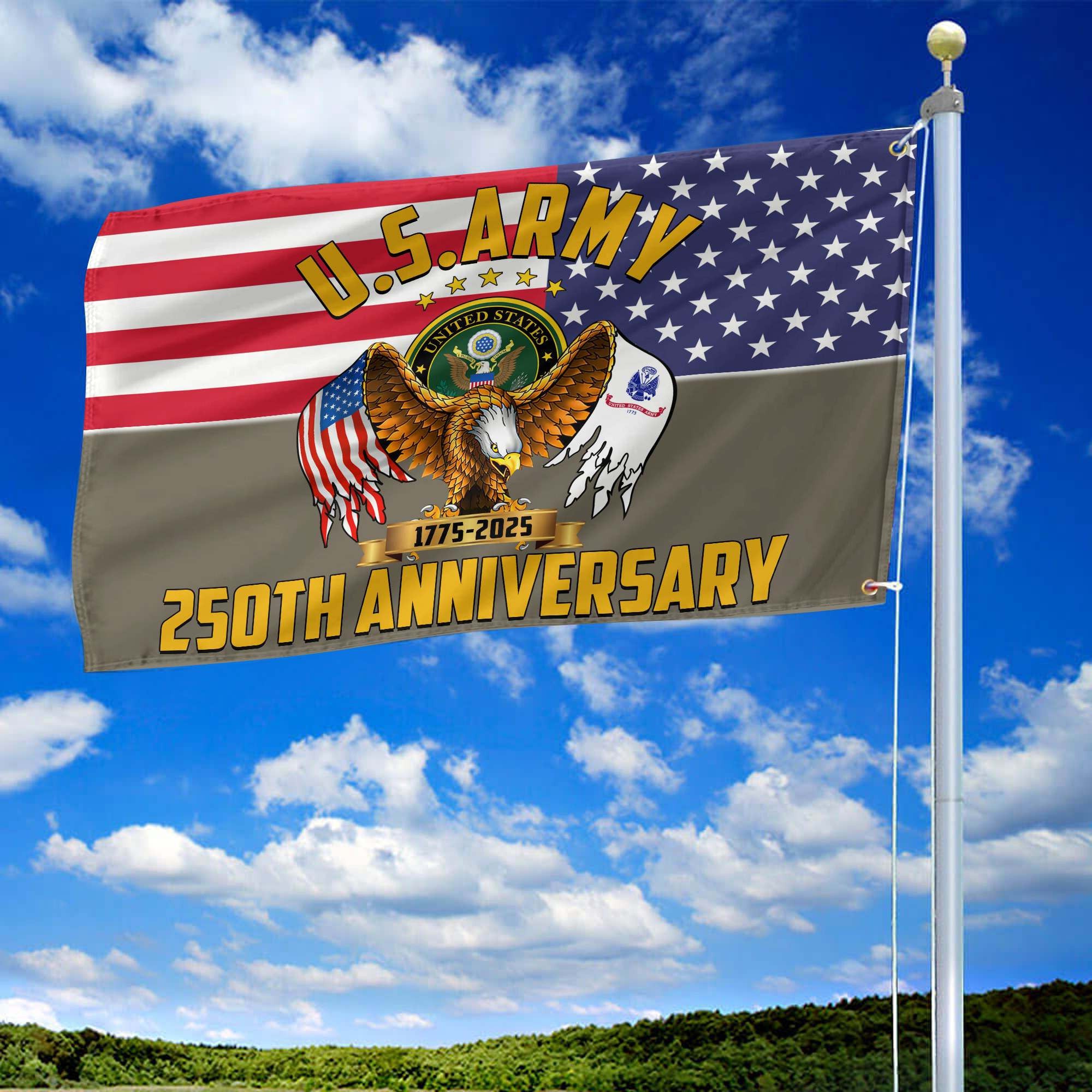 Premium 250th Anniversary Of The Army Grommet Flag, Gifts For Army Veteran, Best Gifts On Father's Day, Veterans Day.