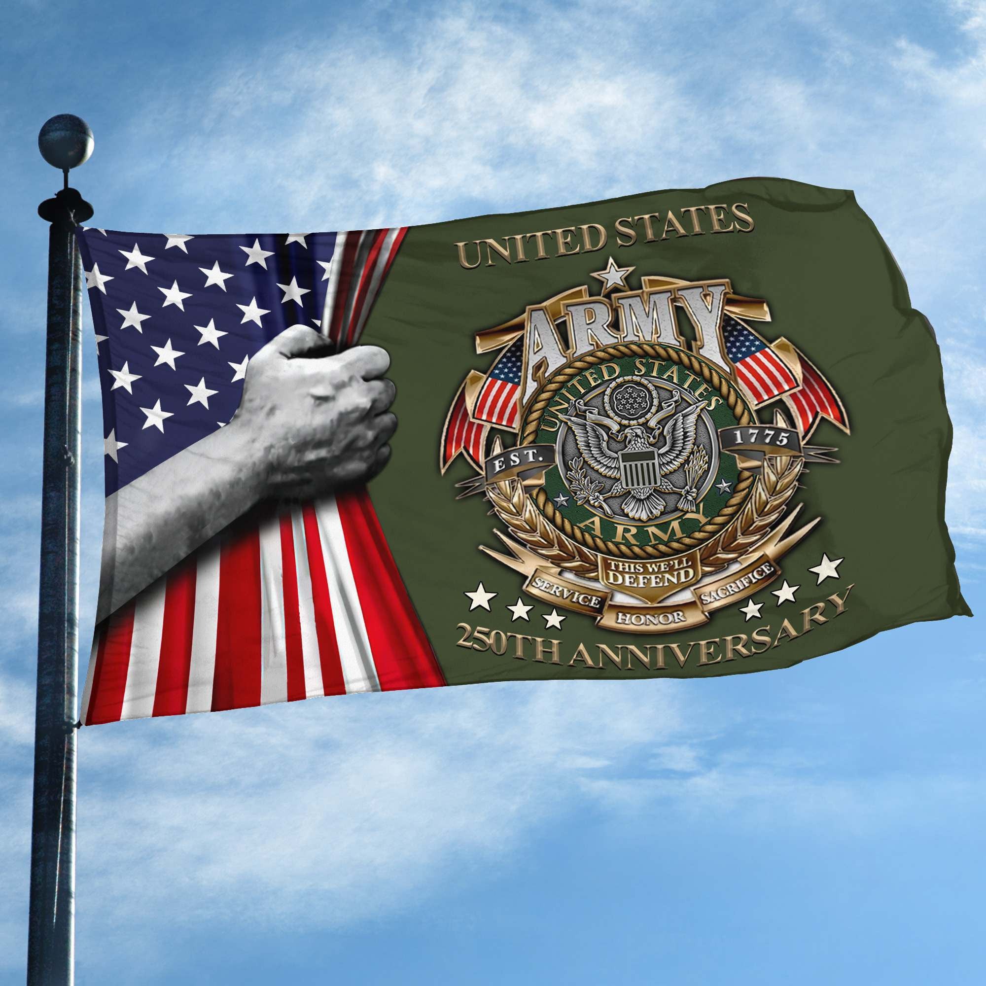Premium 250th Anniversary Of The Army Grommet Flag, Gifts For Army Veteran, Best Gifts On Father's Day, Veterans Day.