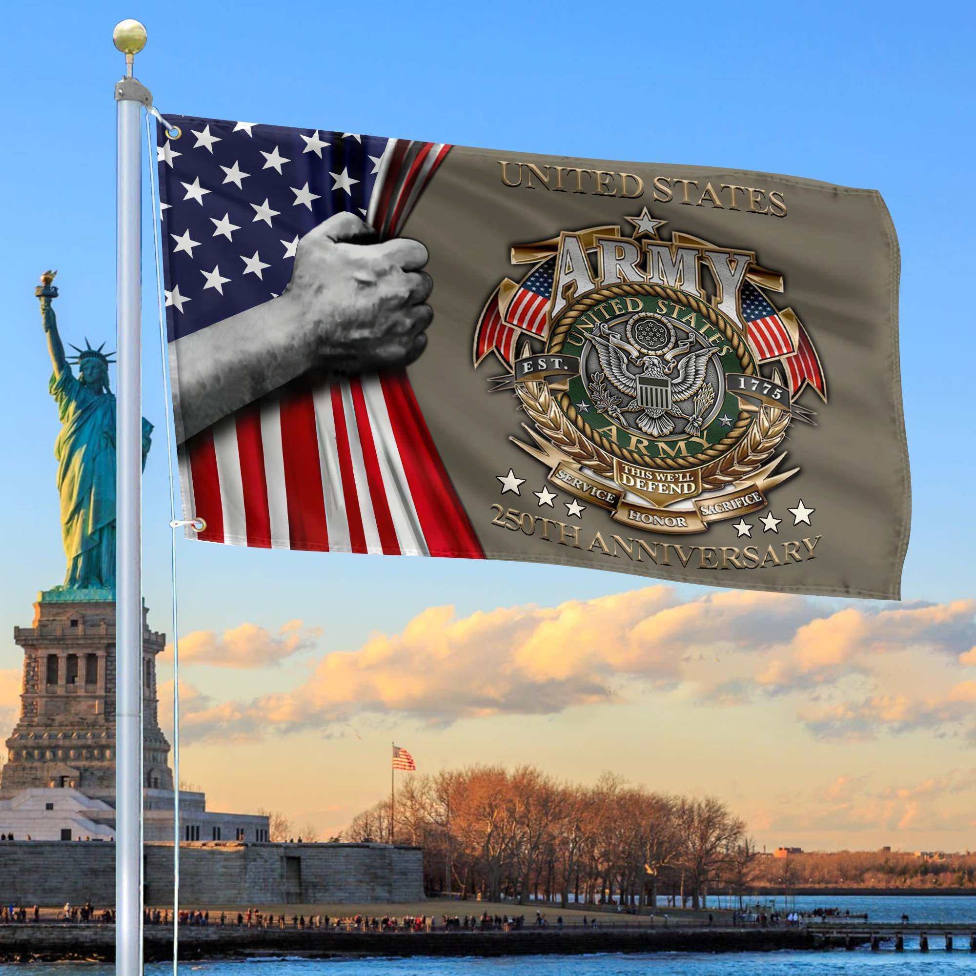 Premium 250th Anniversary Of The Army Grommet Flag, Gifts For Army Veteran, Best Gifts On Father's Day, Veterans Day.