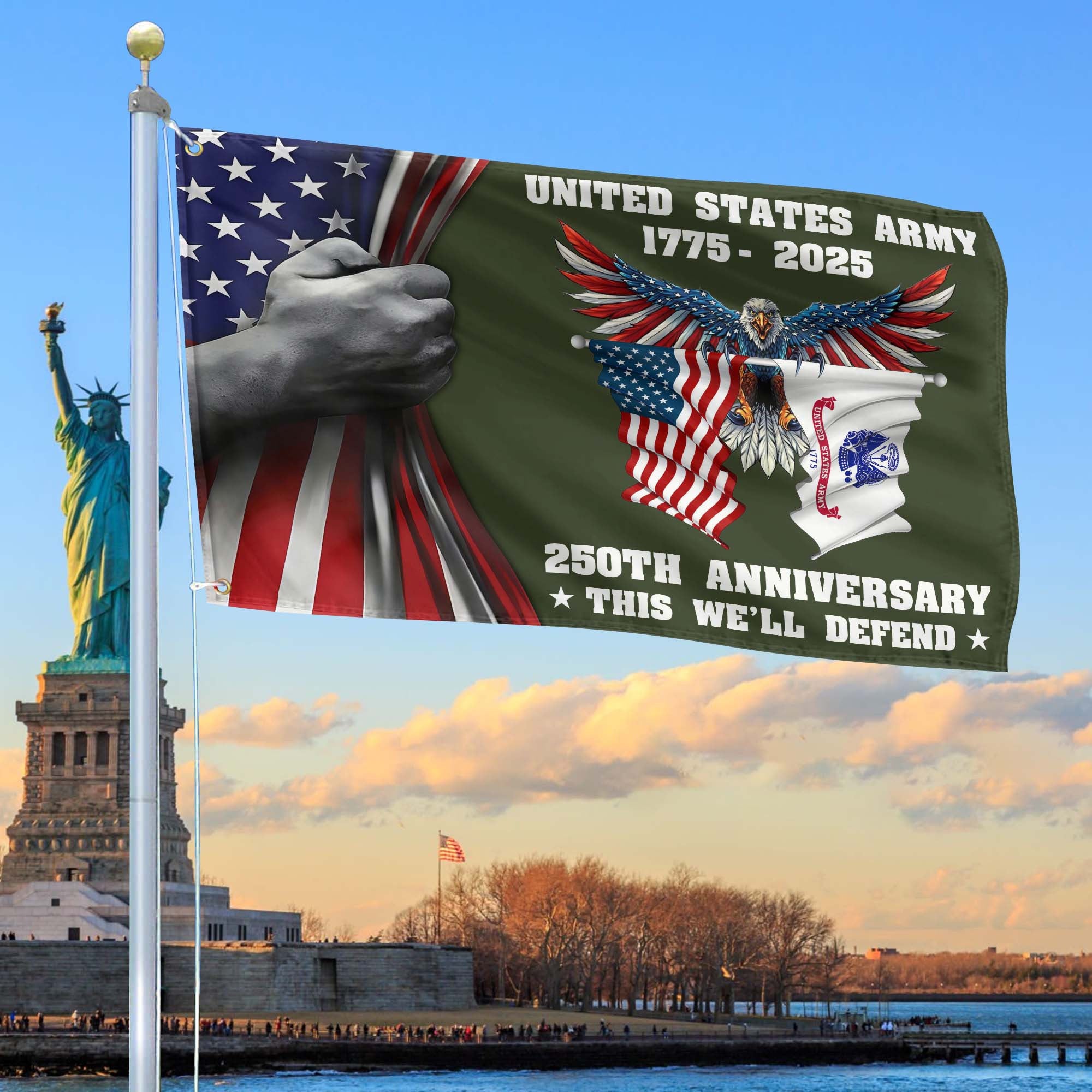 Premium 250th Anniversary Of The Army Grommet Flag, Gifts For Army Veteran, Best Gifts On Father's Day, Veterans Day.