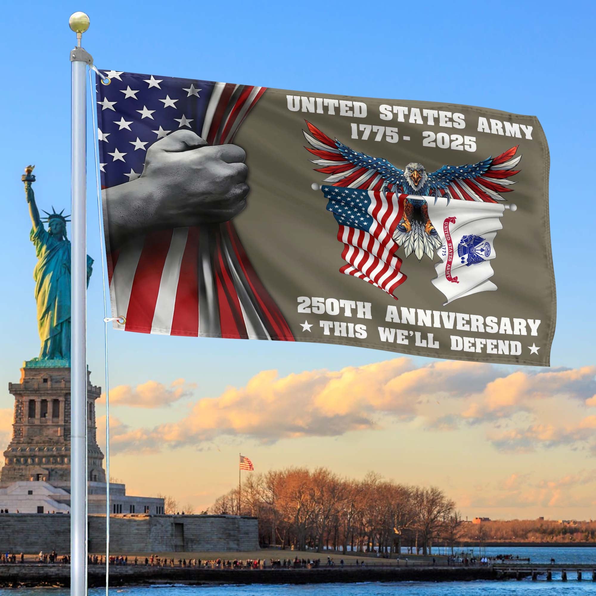 Premium 250th Anniversary Of The Army Grommet Flag, Gifts For Army Veteran, Best Gifts On Father's Day, Veterans Day.