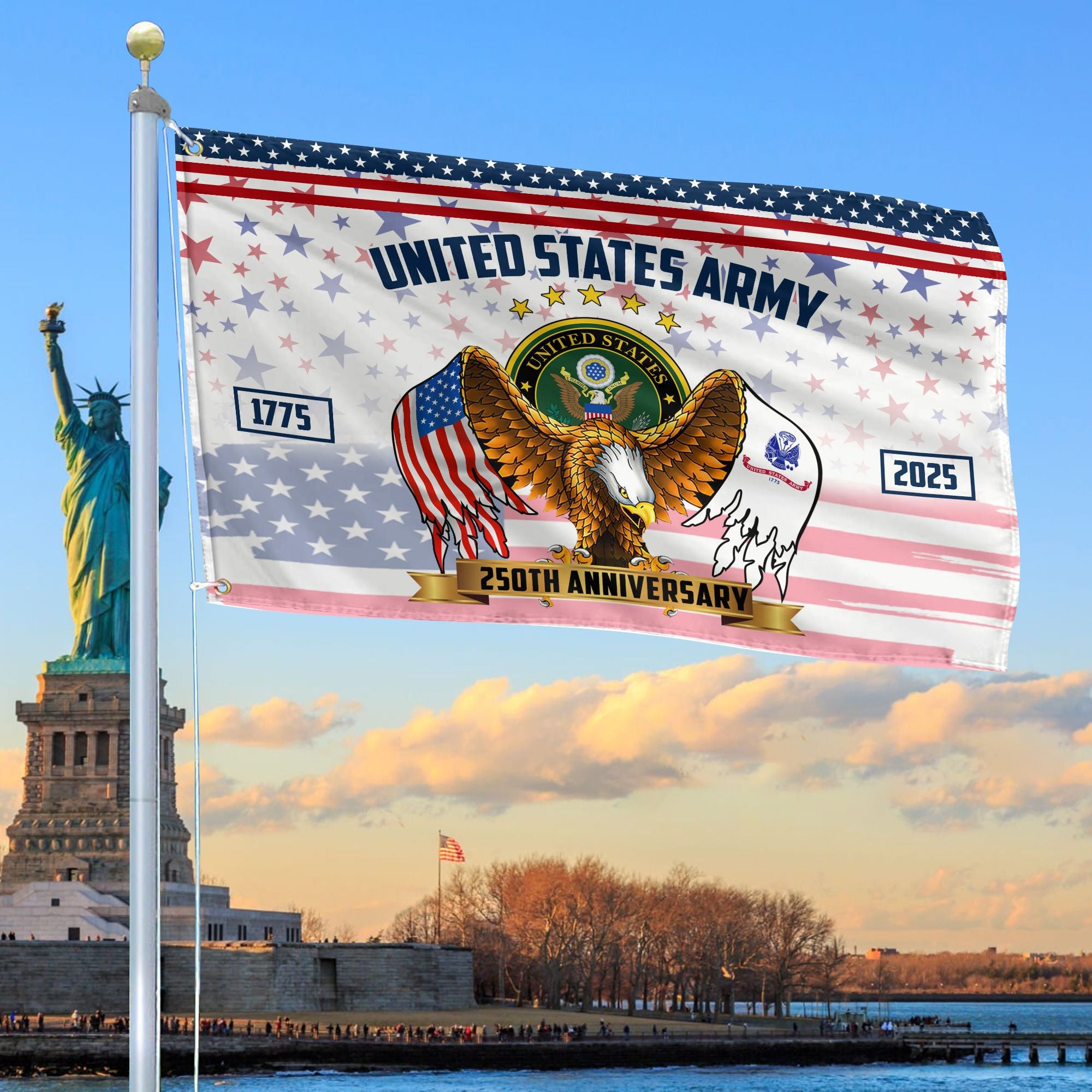 Premium 250th Anniversary Of The Army Grommet Flag, Gifts For Army Veteran, Best Gifts On Father's Day, Veterans Day.