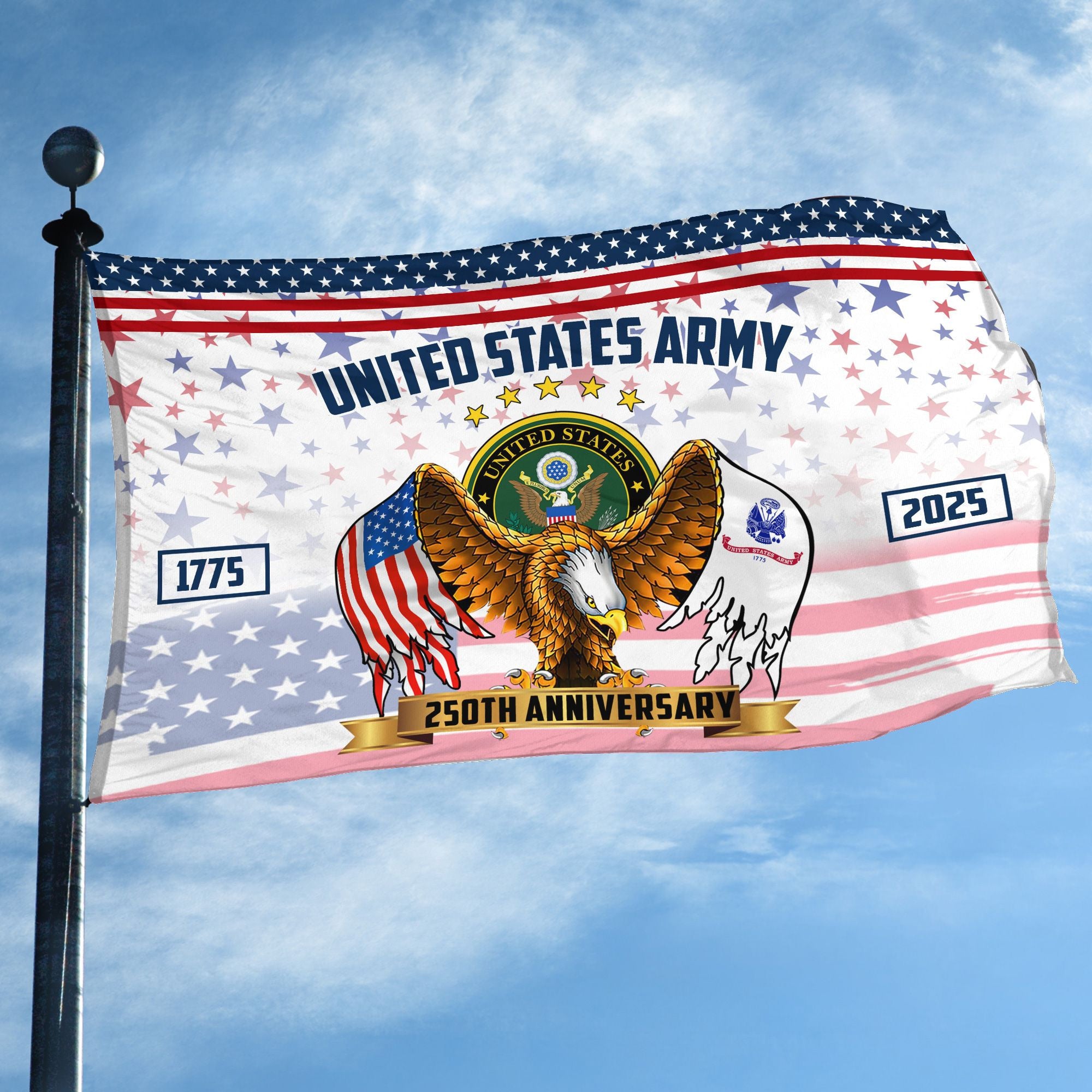 Premium 250th Anniversary Of The Army Grommet Flag, Gifts For Army Veteran, Best Gifts On Father's Day, Veterans Day.