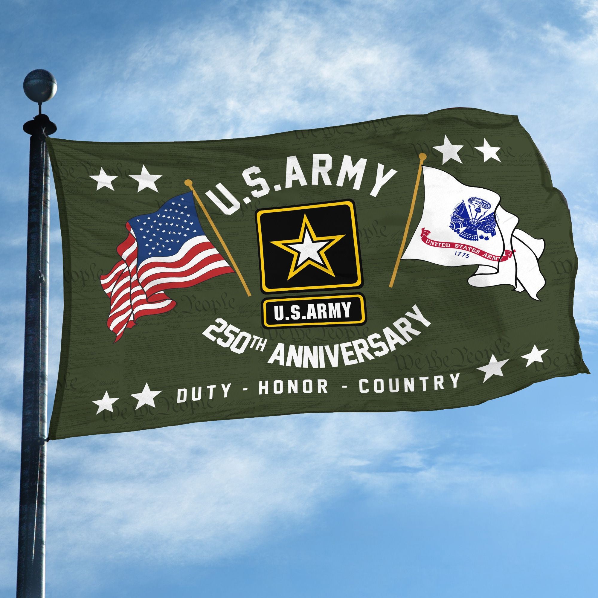 Premium 250th Anniversary Of The Army Grommet Flag, Gifts For Army Veteran, Best Gifts On Father's Day, Veterans Day.