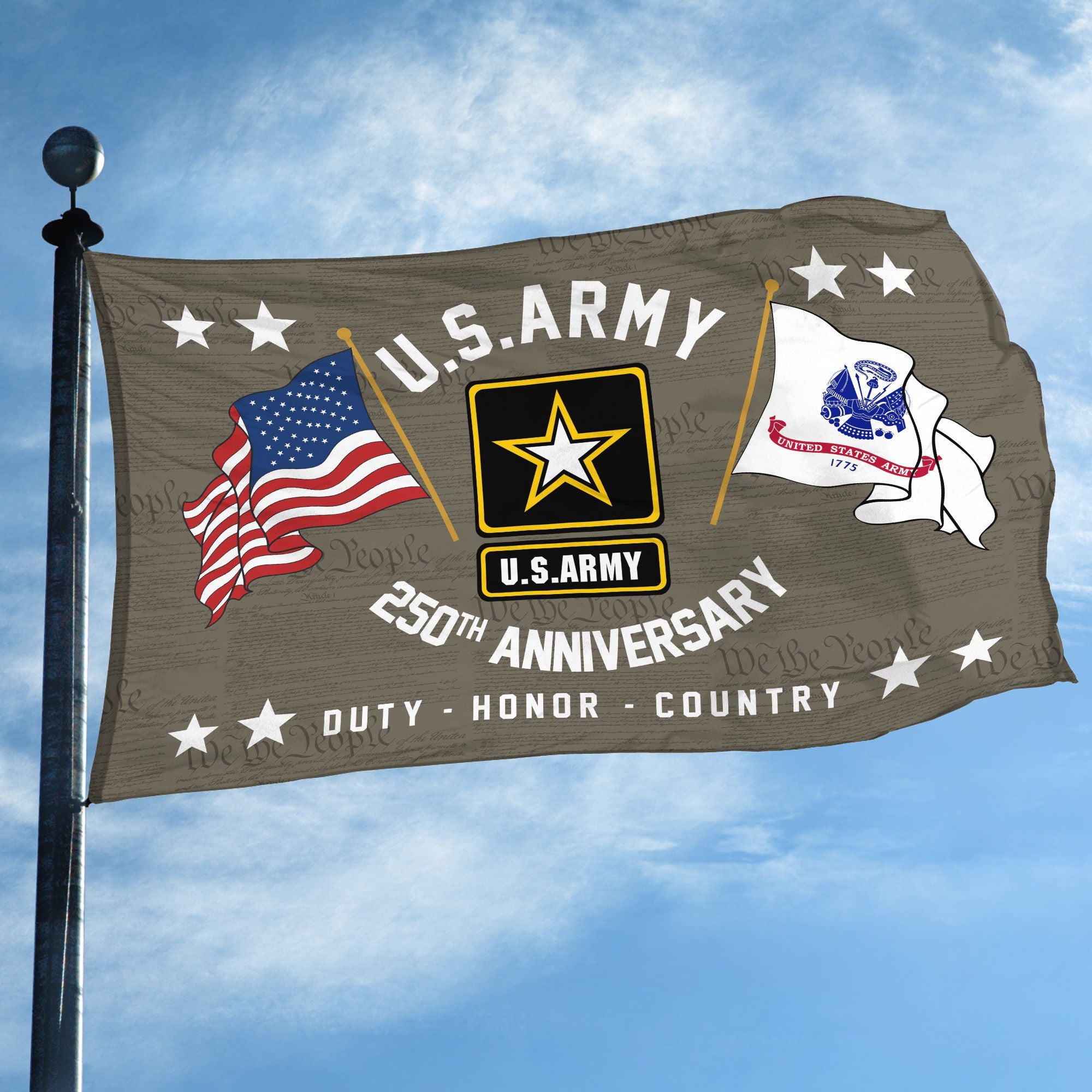Premium 250th Anniversary Of The Army Grommet Flag, Gifts For Army Veteran, Best Gifts On Father's Day, Veterans Day.