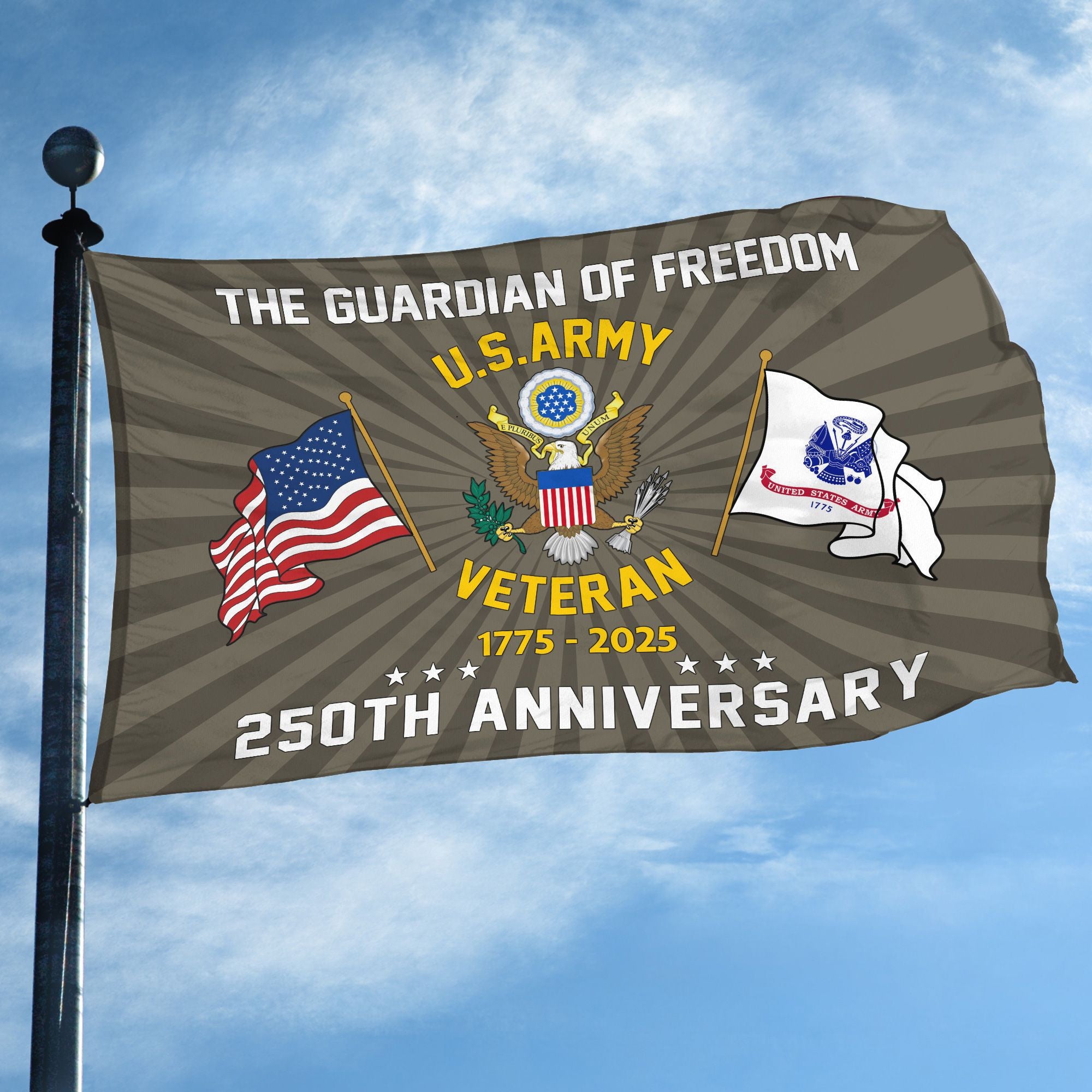 Premium 250th Anniversary Of The Army Grommet Flag, Gifts For Army Veteran, Best Gifts On Father's Day, Veterans Day.