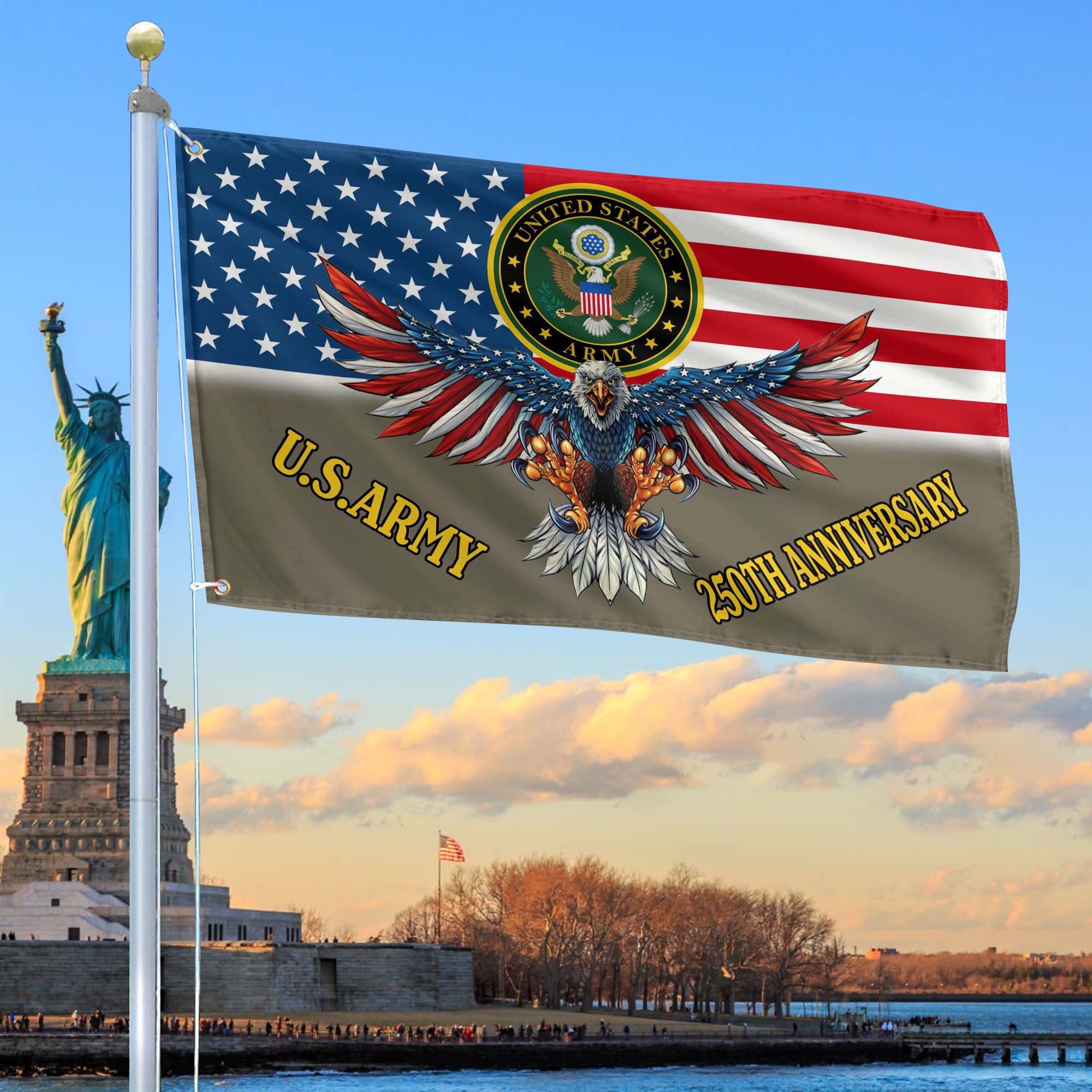 Premium 250th Anniversary Of The Army Grommet Flag, Gifts For Army Veteran, Best Gifts On Father's Day, Veterans Day.