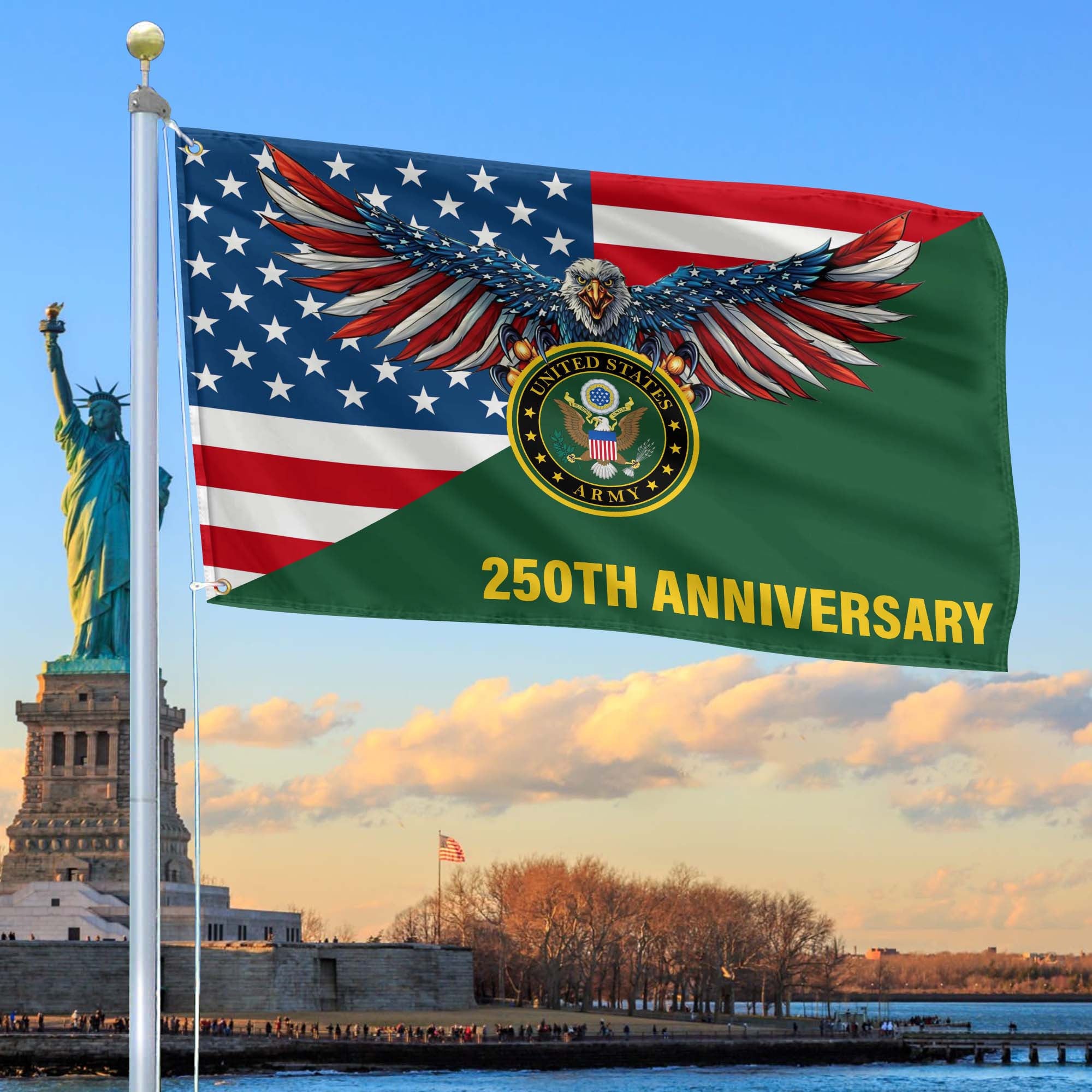 Premium 250th Anniversary Of The Army Grommet Flag, Gifts For Army Veteran, Best Gifts On Father's Day, Veterans Day.