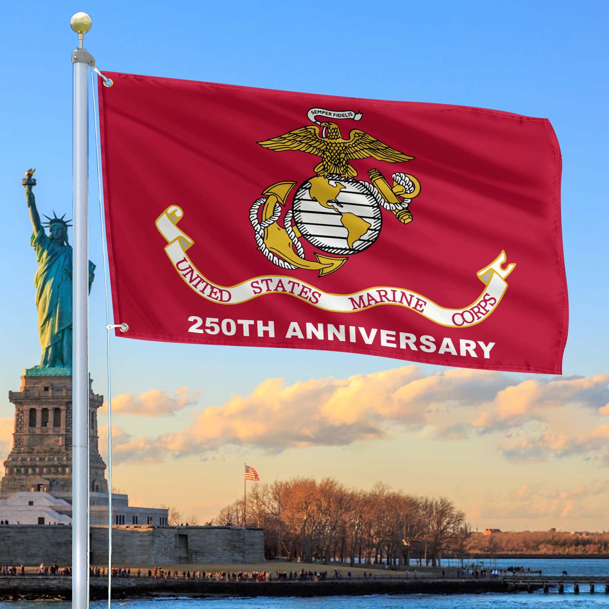 Premium USMC Grommet Flag, 250th Anniversary Marine Corps Flag, Gifts For Marine Veteran, Best Gifts On Father's Day, Veterans Day.