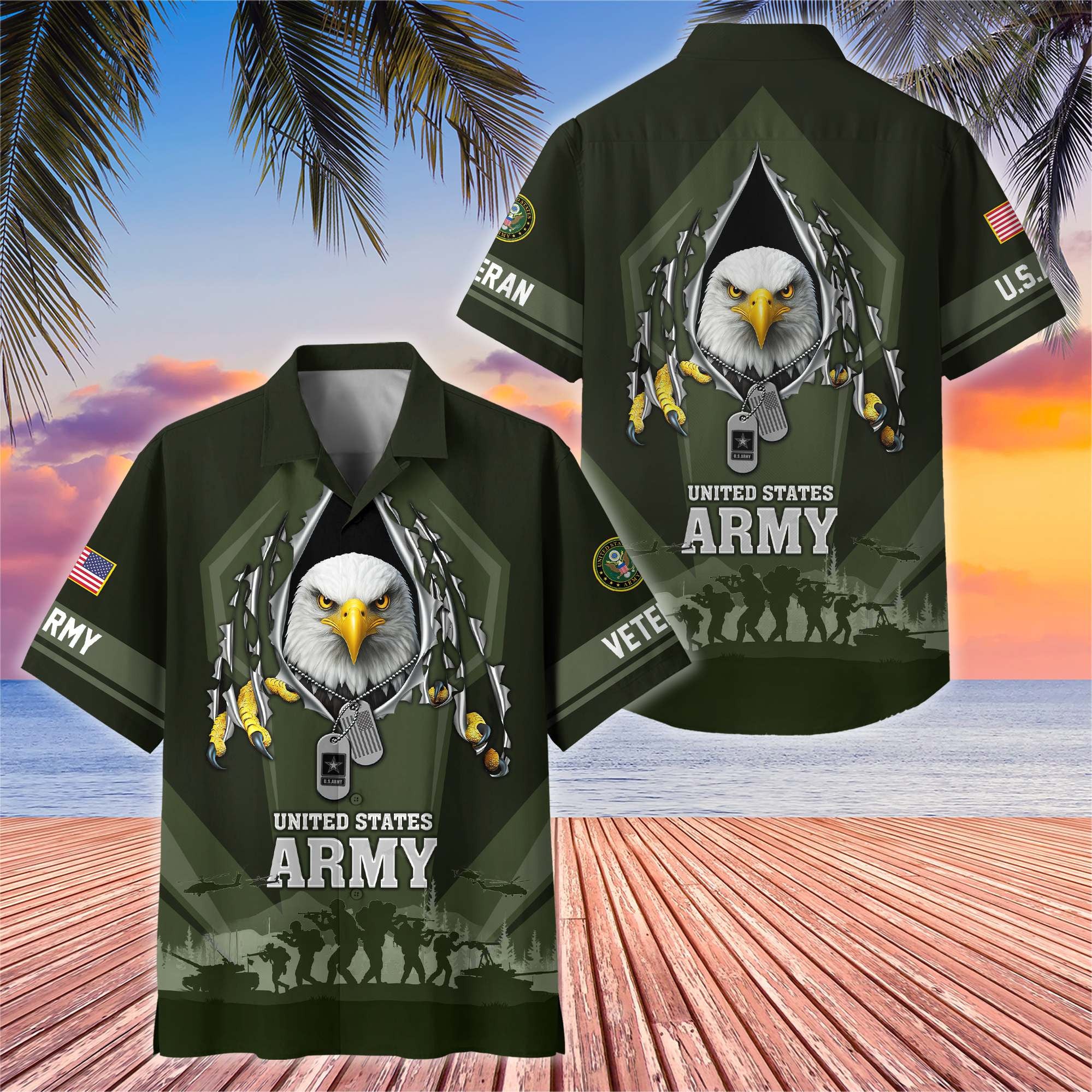 Premium US Veterans Hawaiian Shirt, Gifts For US Veterans, Gifts On Veterans Day.
